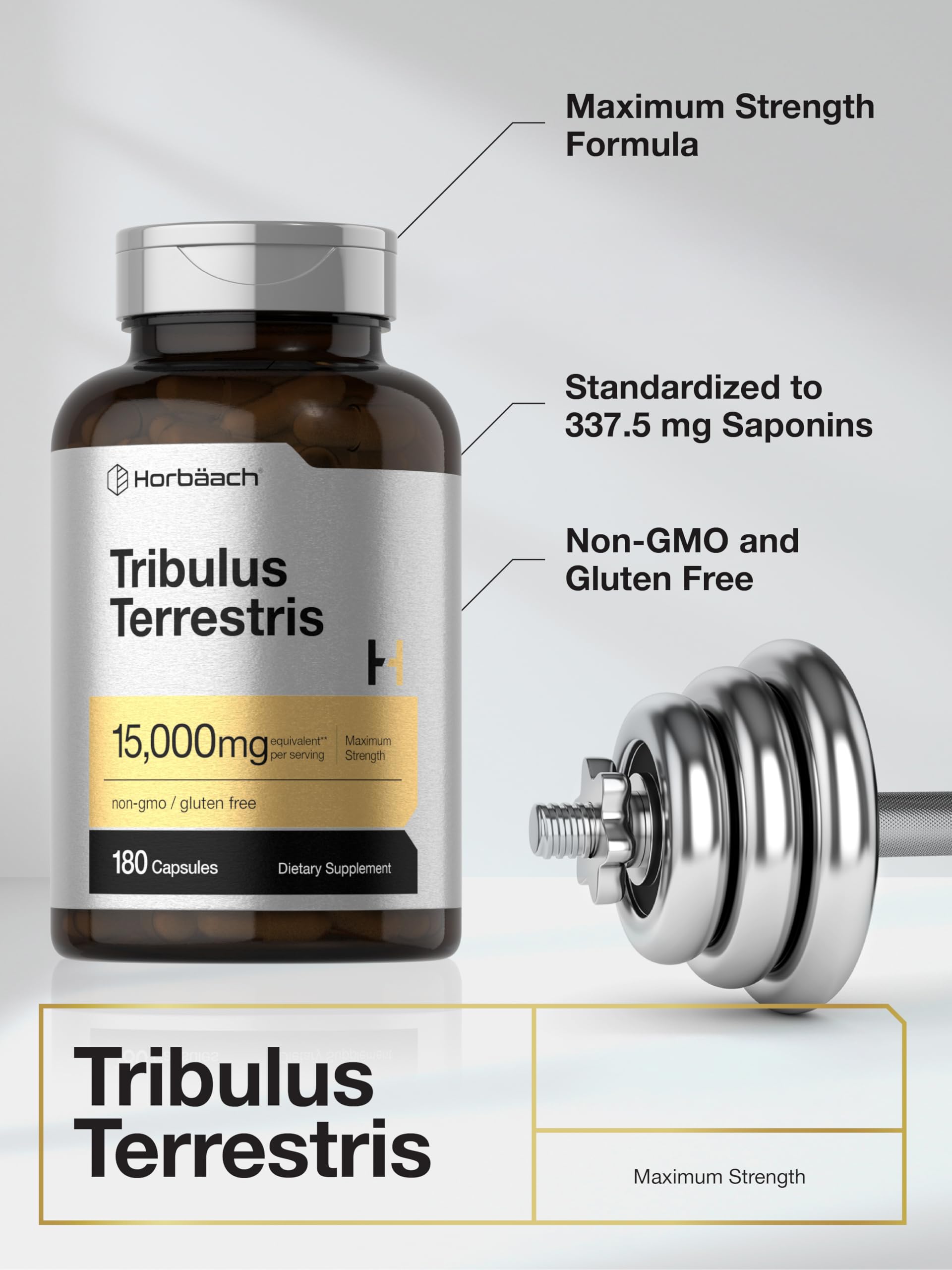 Horbäach Tribulus Terrestris for Men | 180 Capsules | Maximum Strength | Non-GMO, Gluten Free Extract Supplement - Image 4