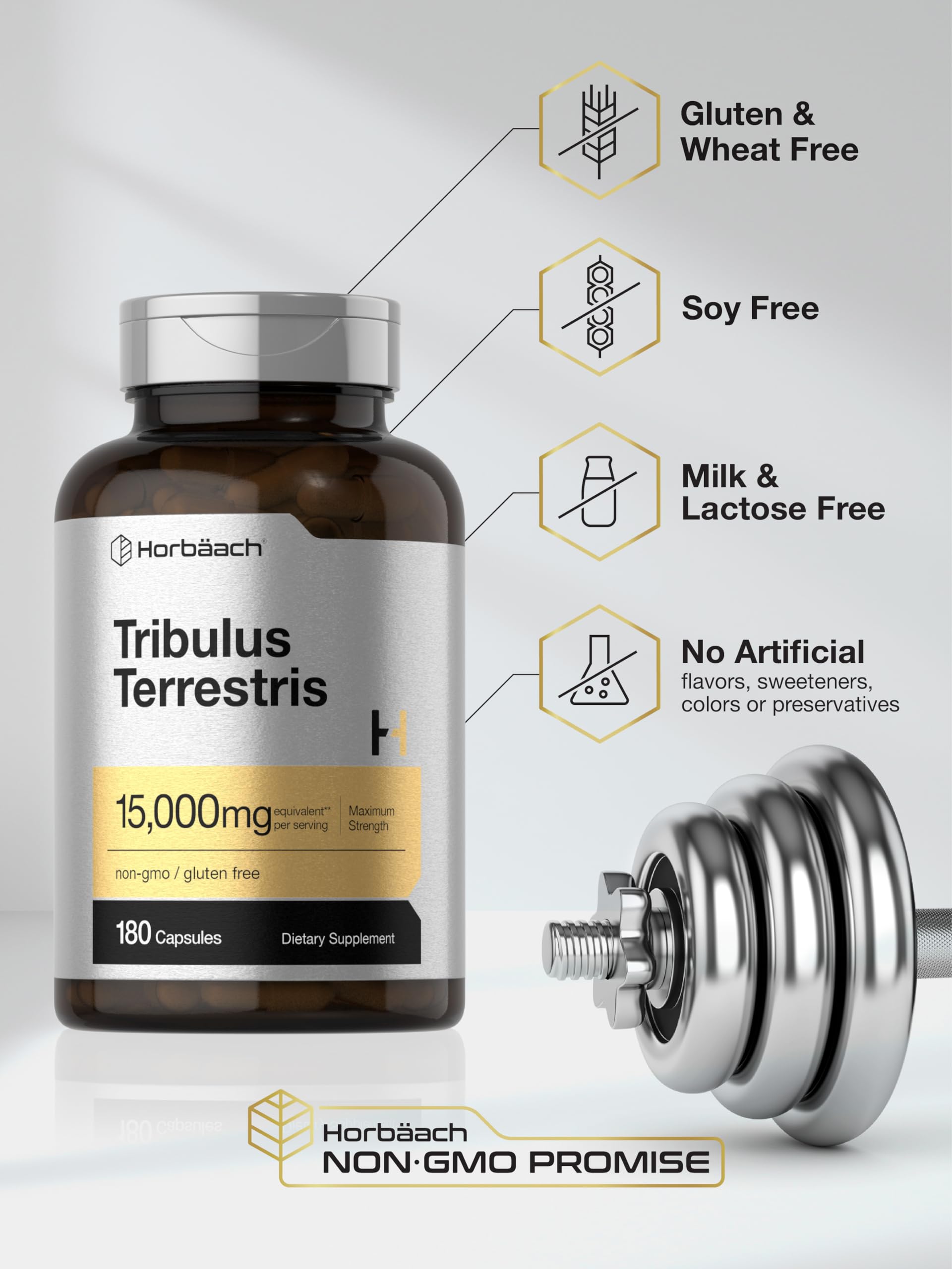 Horbäach Tribulus Terrestris for Men | 180 Capsules | Maximum Strength | Non-GMO, Gluten Free Extract Supplement - Image 5