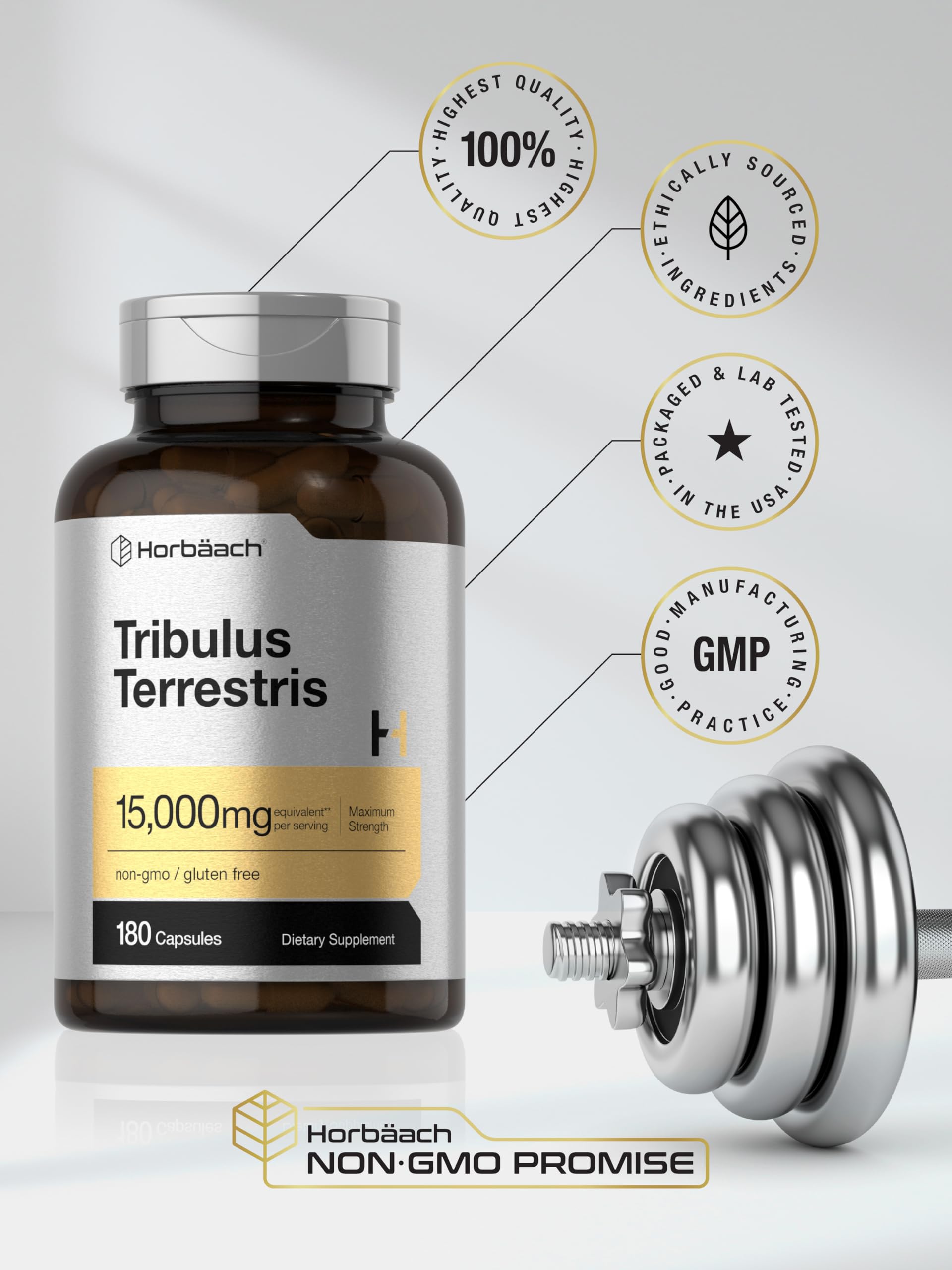 Horbäach Tribulus Terrestris for Men | 180 Capsules | Maximum Strength | Non-GMO, Gluten Free Extract Supplement - Image 6