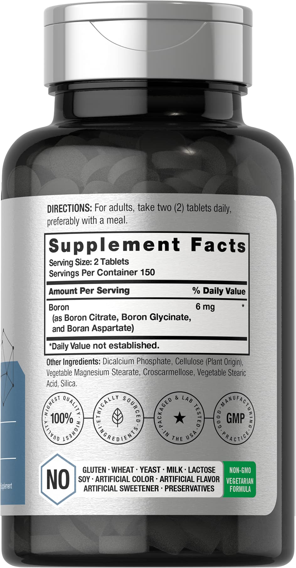 Horbäach Triple Boron Complex 6 mg Supplement | 300 Tablets | for Men and Women | Vegetarian, Non-GMO & Gluten Free | Triple Action Boron Citrate, Boron Glycinate, Boron Asparate - Image 2