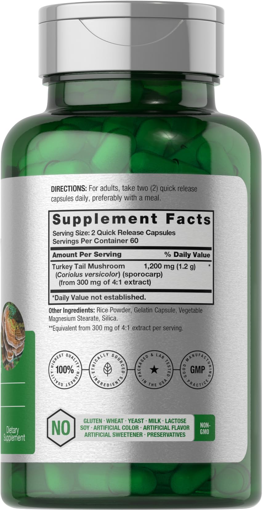 Horbäach Turkey Tail Mushroom Capsules | 120 Count | Non-GMO and Gluten Free Extract - Image 2