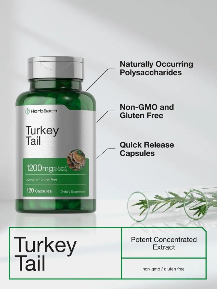 Horbäach Turkey Tail Mushroom Capsules | 120 Count | Non-GMO and Gluten Free Extract - Image 4