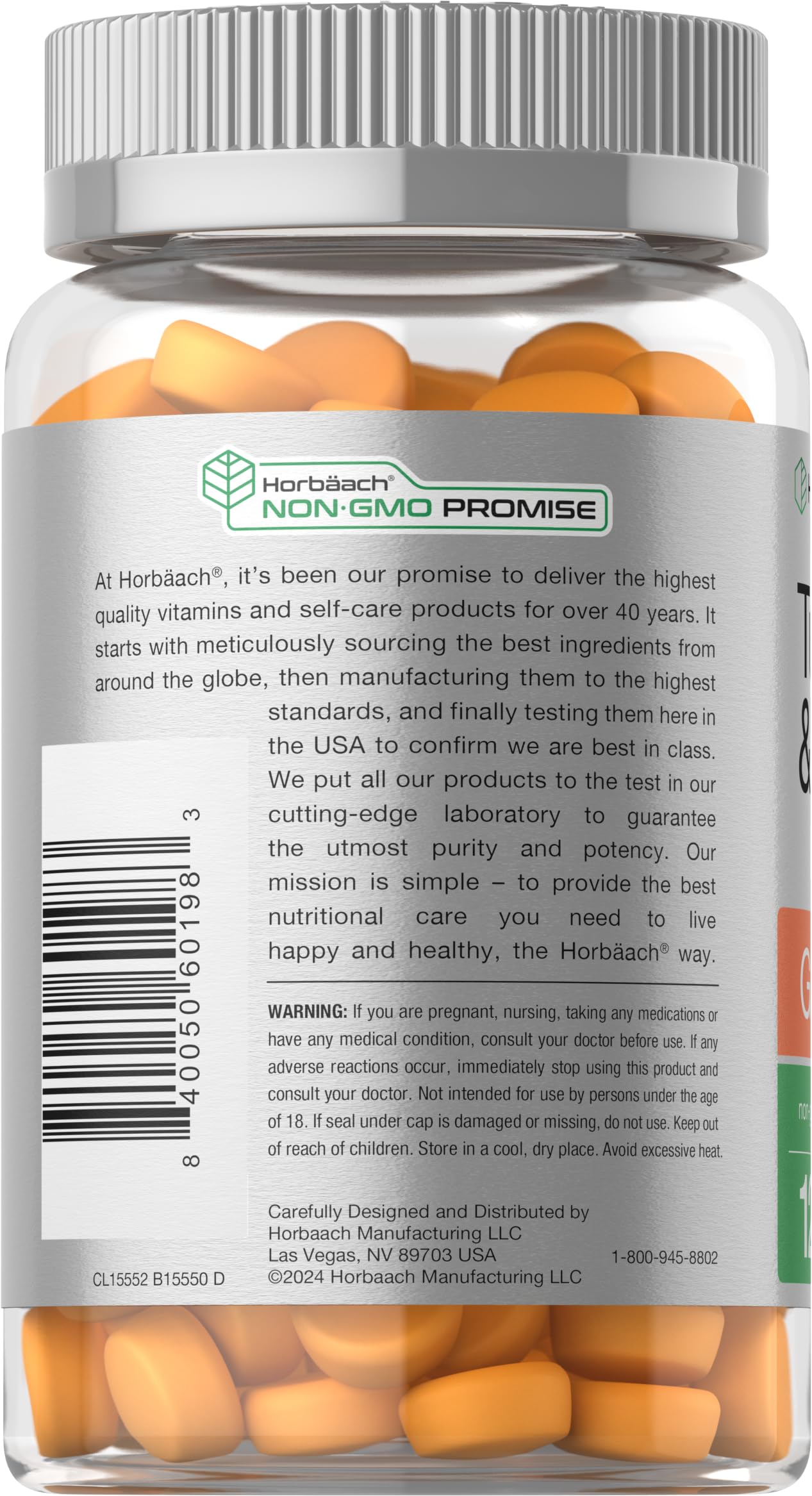 Horbäach Turmeric and Ginger Gummies | 120 Count | Peach Flavor | Vegan Non-GMO & Gluten Free Supplement - Image 3