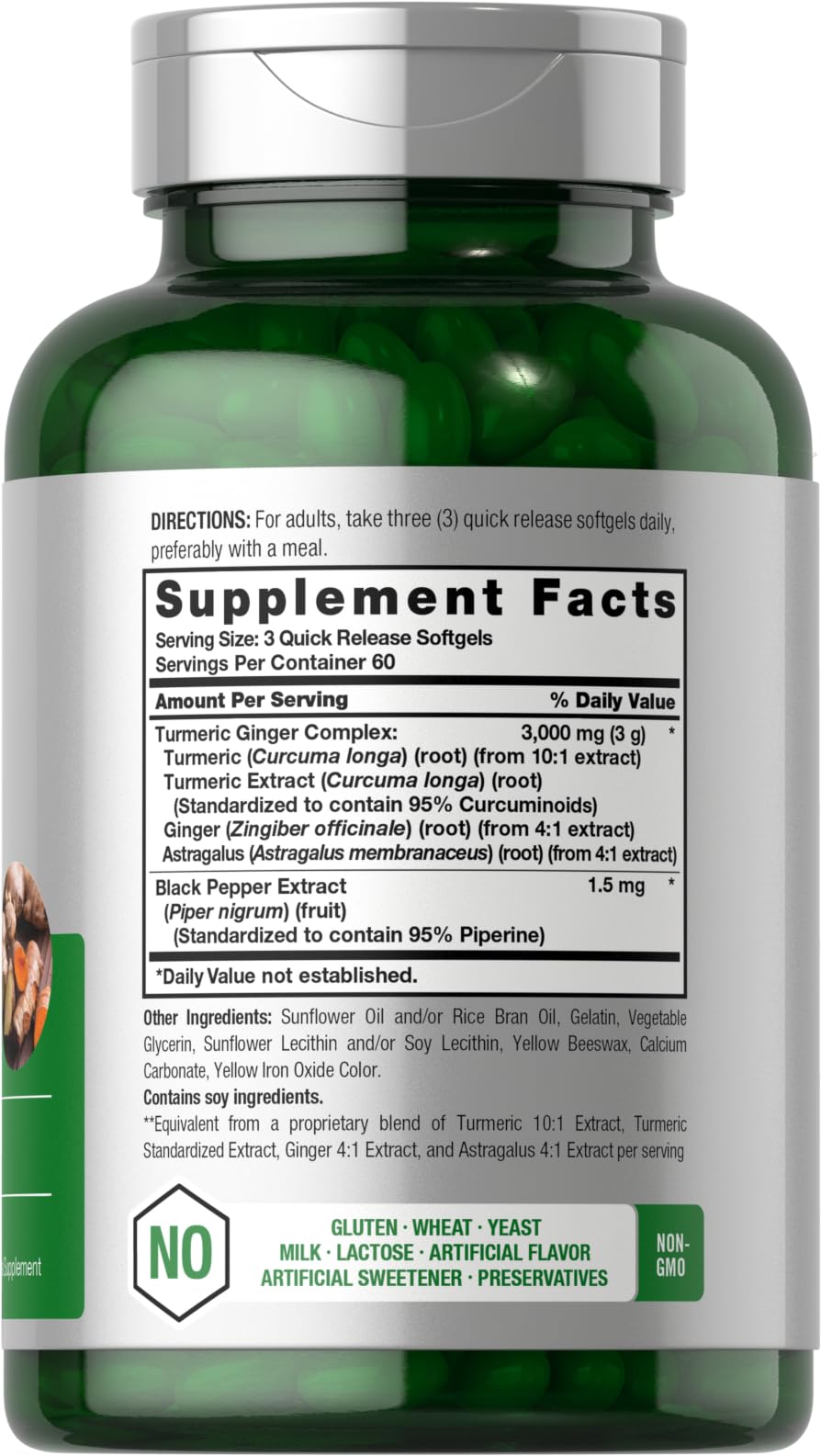 Horbäach Turmeric and Ginger Supplement | 180 Softgel Pills | with Black Pepper Extract | Non-GMO, Gluten Free Supplement - Image 2