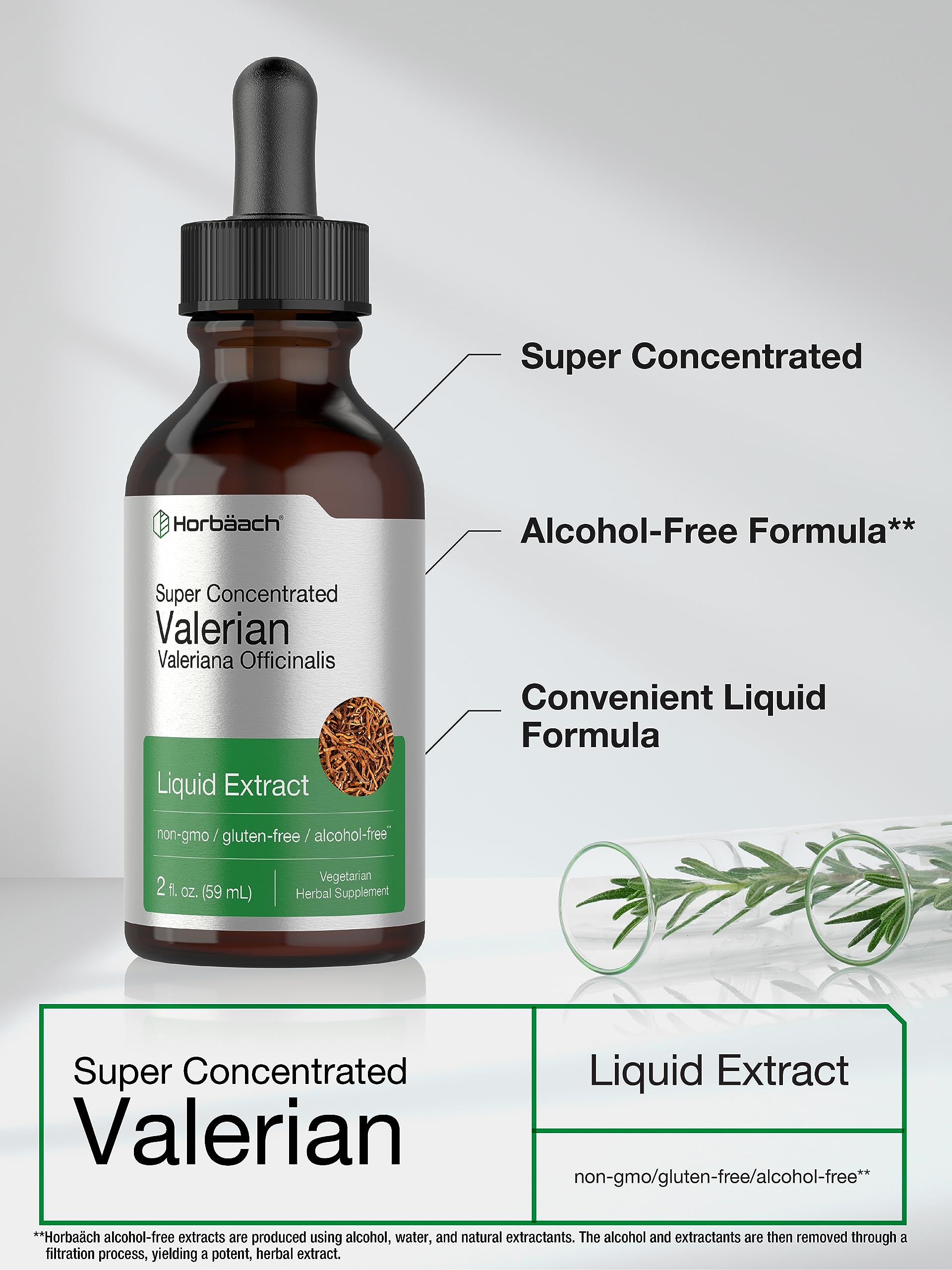 Horbäach Valerian Root Extract Drops Alcohol Free | 2 fl oz | Super Concentrated Liquid | Vegetarian, Non-GMO & Gluten Free - Image 3