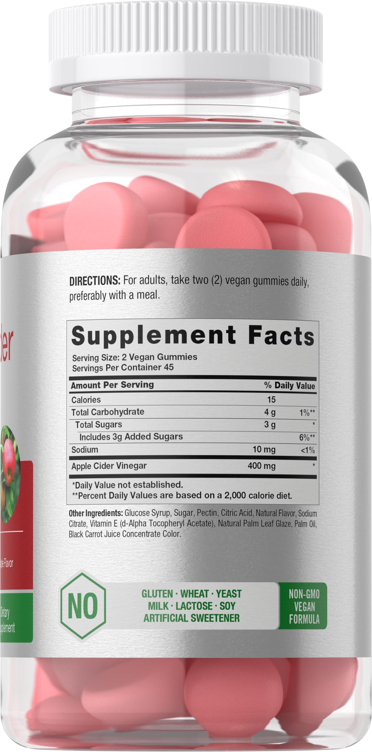 Horbäach Vegan Apple Cider Vinegar Gummies | 90 Count | ACV Supplement | Apple Flavor | Non-GMO, Gluten Free Gummies for Adults - Image 2