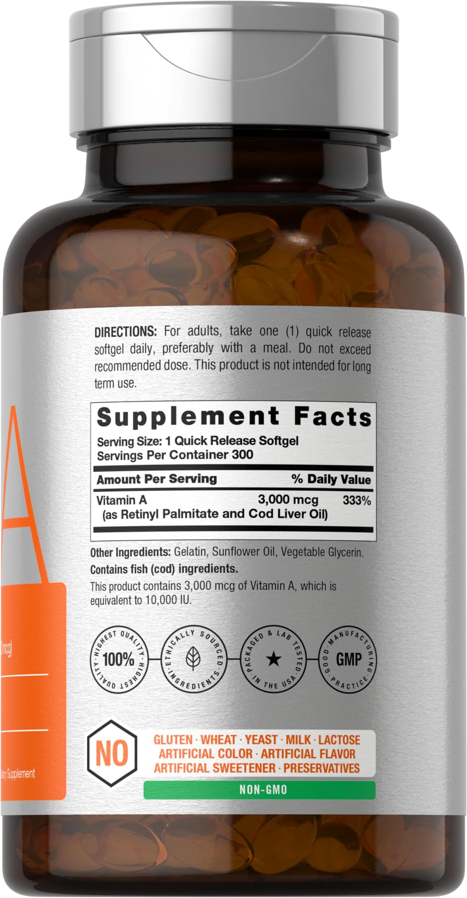 Horbäach Vitamin A 10000 IU Softgels | 300 Count | Non-GMO, Gluten Free Supplement - Image 2