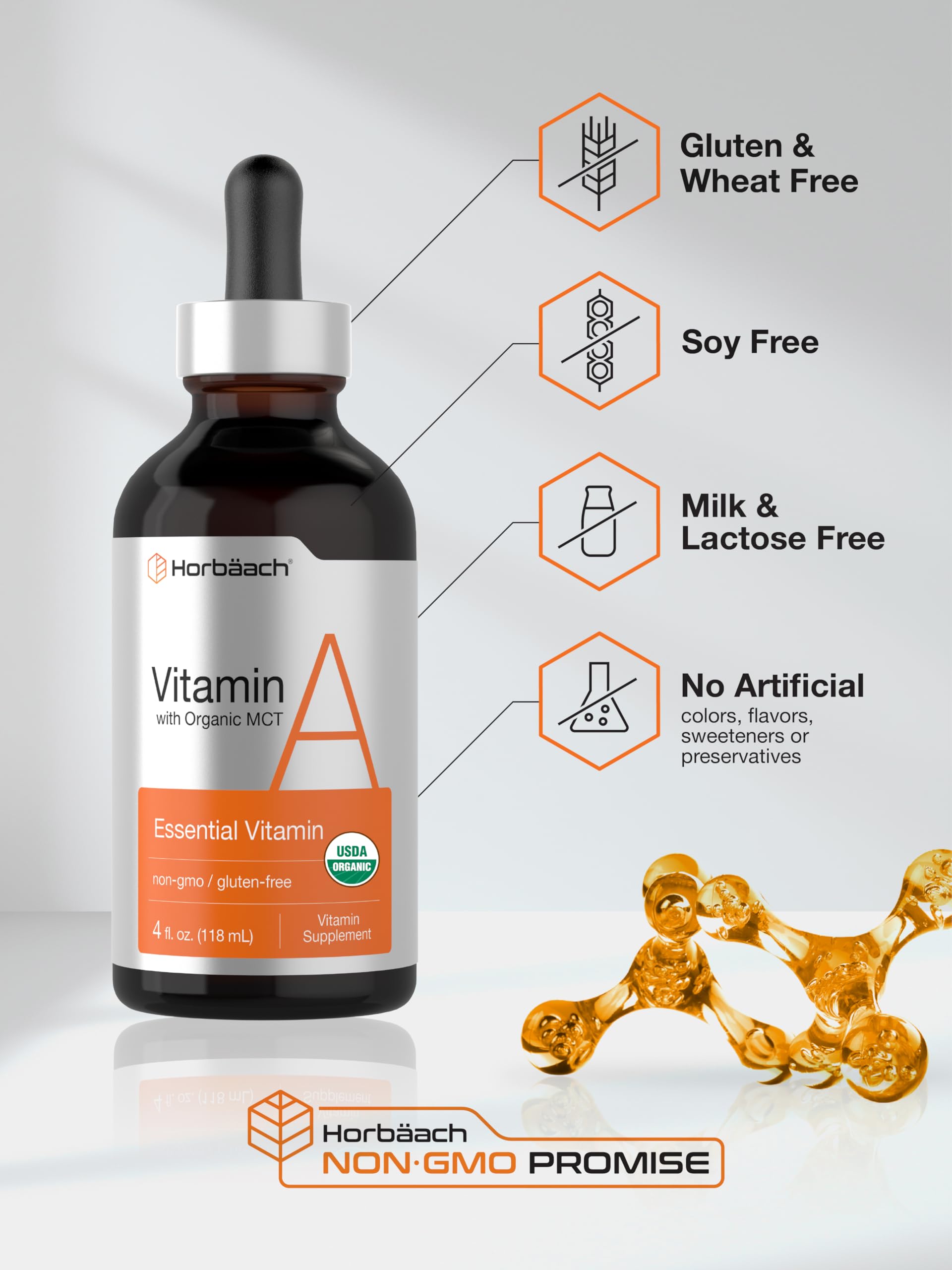 Horbäach Vitamin A Liquid Drops | 4 fl oz | with Organic MCT Oil | Vegetarian, Non-GMO & Gluten Free Supplement - Image 5