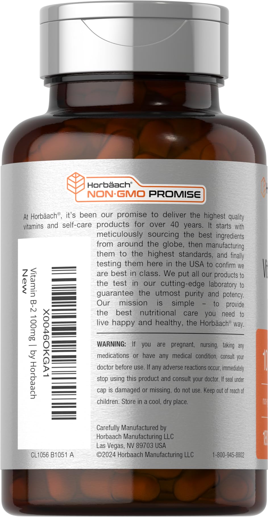 Horbäach Vitamin B2 100mg | 180 Capsules | Riboflavin Supplement | Non-GMO & Gluten Free - Image 3