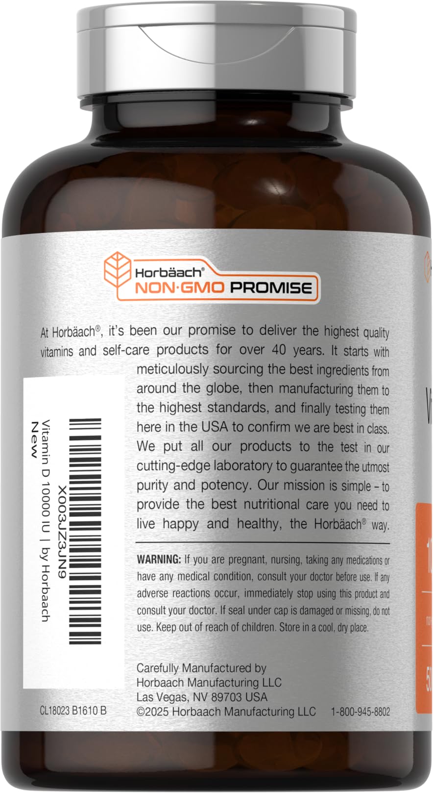 Horbäach Vitamin D3 10000 IU | 500 Softgels | Non-GMO, Gluten Free Supplement | Value Size | 250mcg | High Potency Formula - Image 3