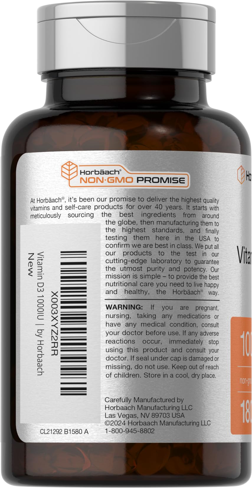 Horbäach Vitamin D3 1000IU (25mcg) Softgels | 180 Count | High Potency Formula | Non-GMO & Gluten Free Supplement - Image 3