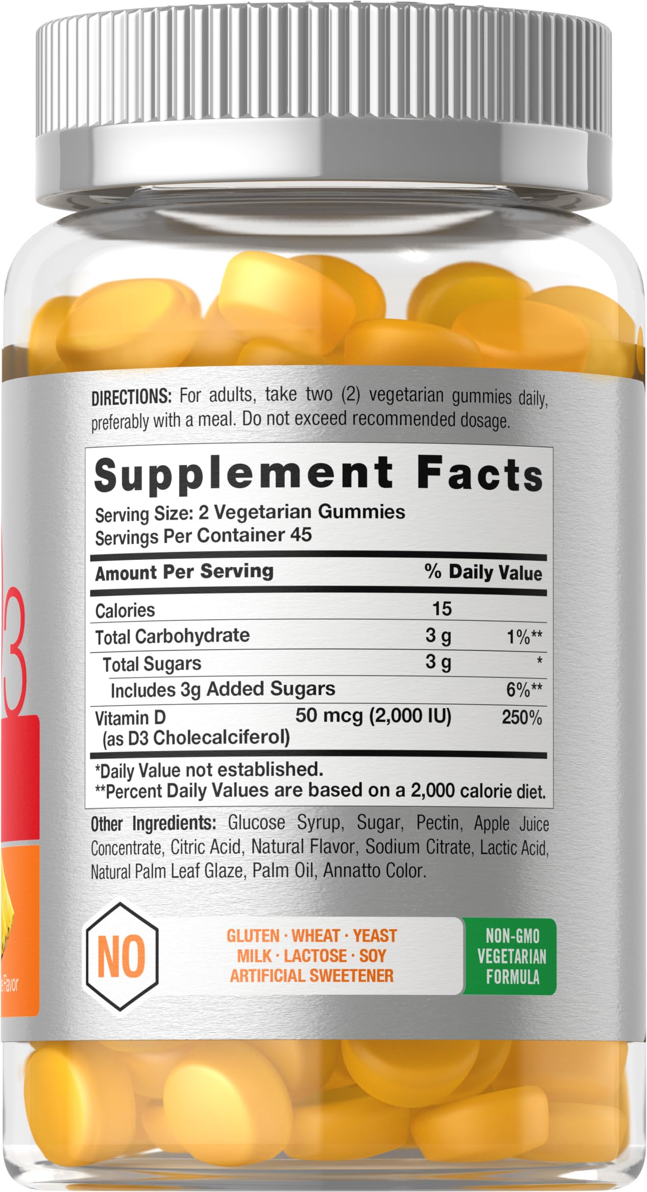 Horbäach Vitamin D3 2000iu Gummies | 90 Count | Vegetarian | Pineapple Flavor | 50 mcg | Non-GMO, Gluten Free Vitamin D Supplement - Image 2