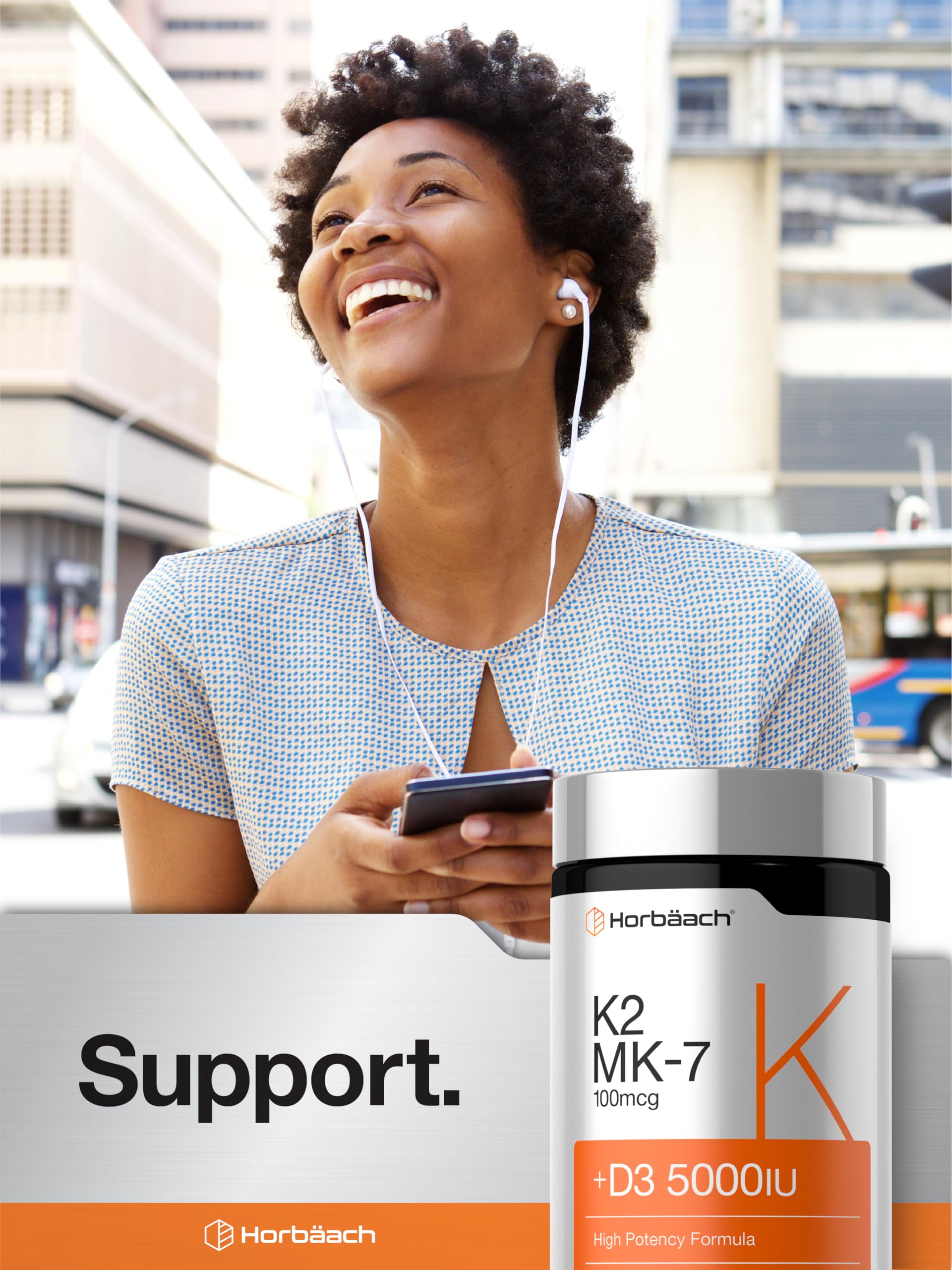 Horbäach Vitamin D3 K2 5000 iu | 100mcg MK-7 Complex | 180 Softgel Capsules | Non-GMO & Gluten Free Supplement - Image 6