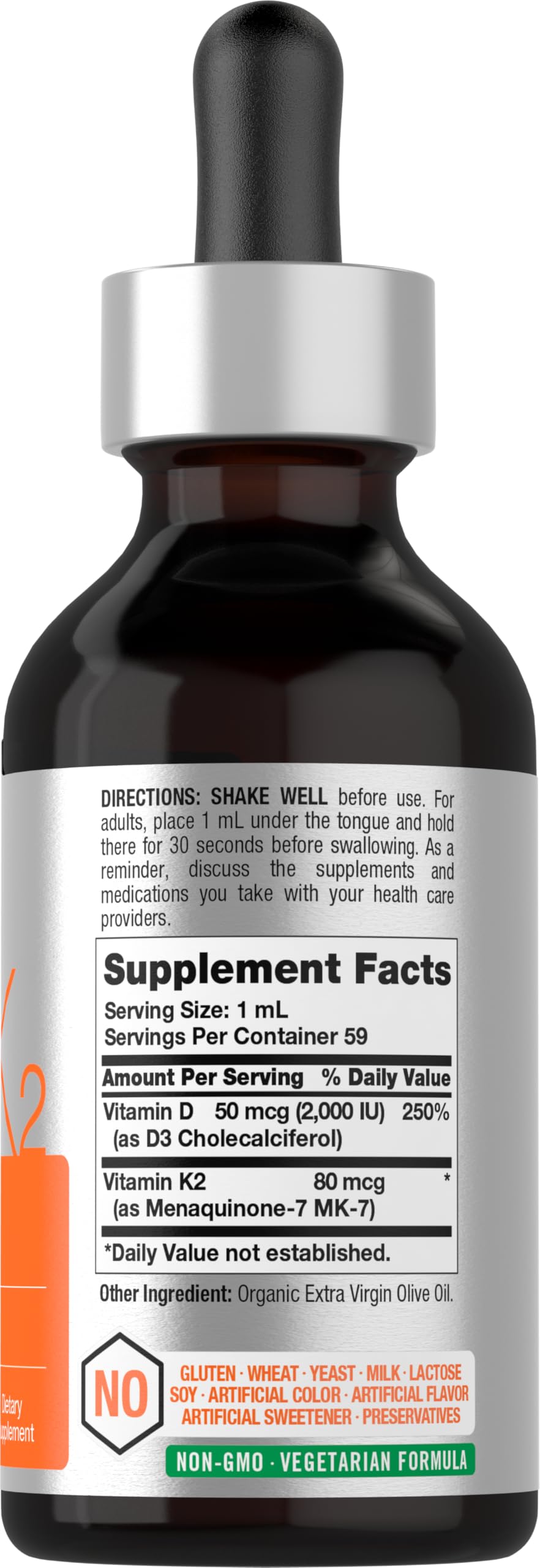 Horbäach Vitamin D3 K2 Liquid Drops | with MK7 | 2 Fl Oz | Vegetarian, Non-GMO, Gluten Free Supplement - Image 2