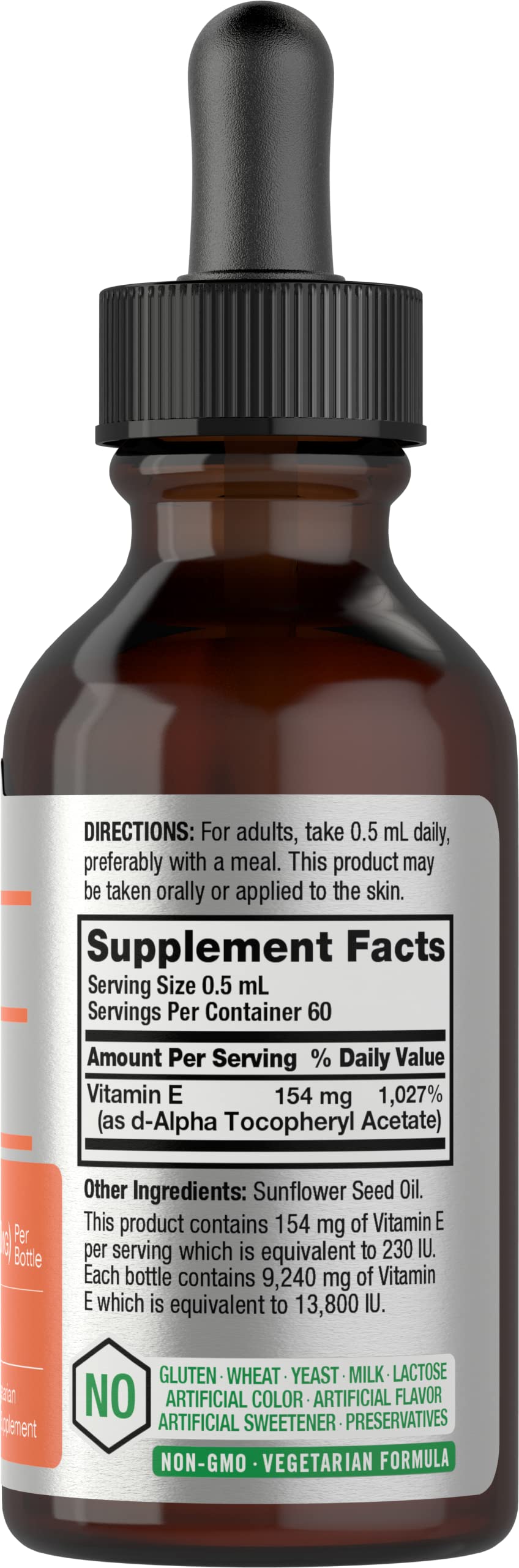 Horbäach Vitamin E Oil | 13,800 IU | 1oz | Naturally Sourced Liquid Supplement | Vegetarian, Non-GMO, and Gluten Free Formula - Image 2
