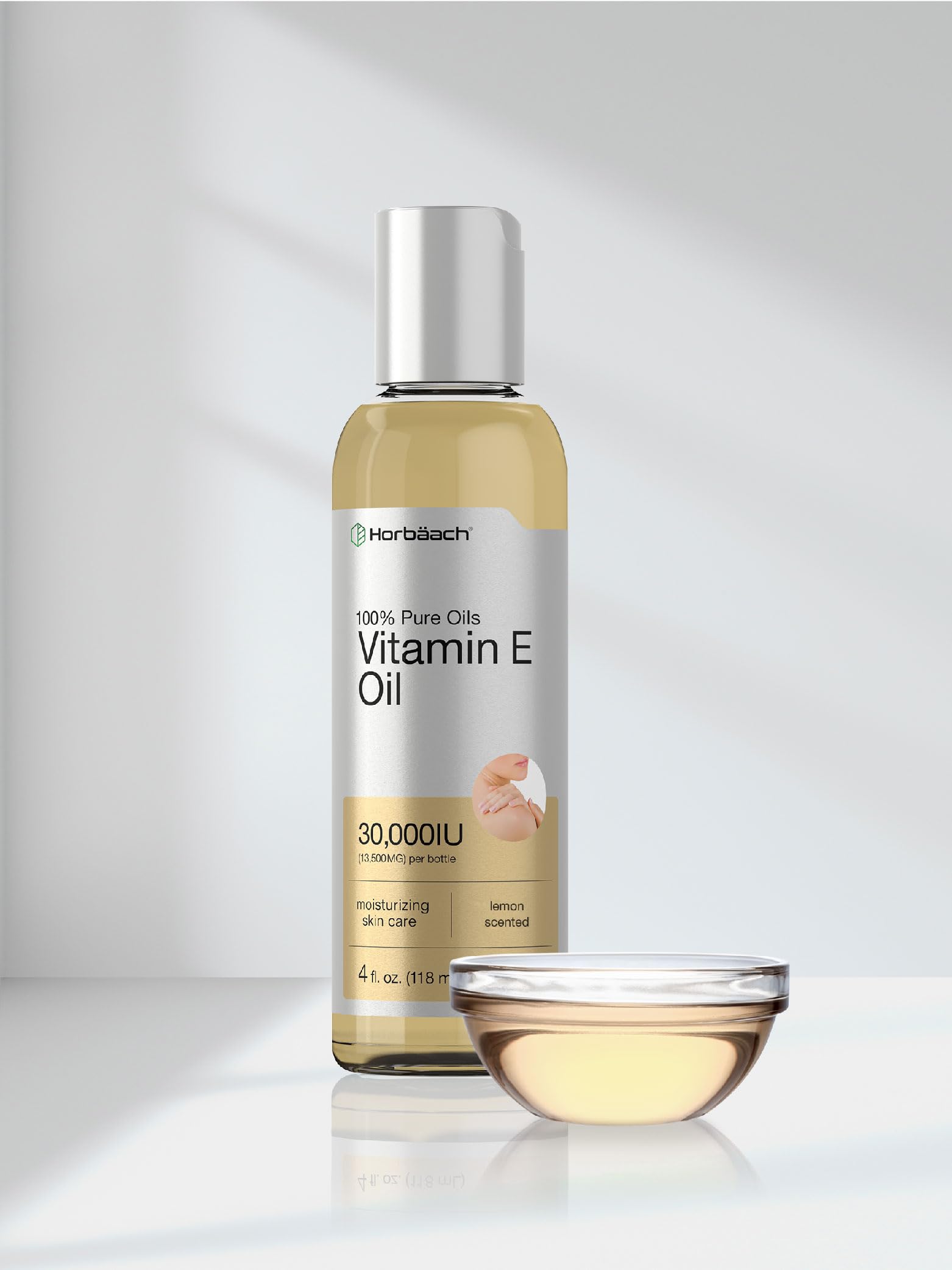 Horbäach Vitamin E Oil For Skin and Face | 4 fl oz | 100% Pure Oils | Moisturizing Skin Care | Non-GMO, Vegetarian | Lemon Scented - Image 7
