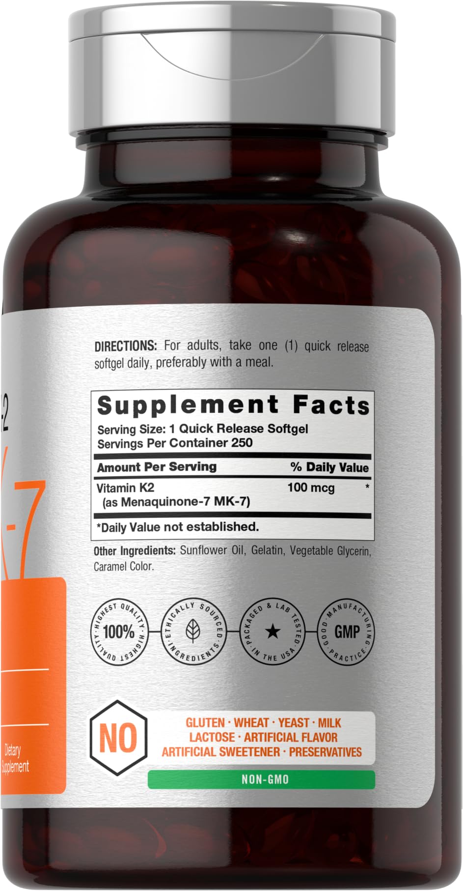 Horbäach Vitamin K2 MK7 100mcg | 250 Softgels | Non-GMO, Gluten Free Supplement - Image 2