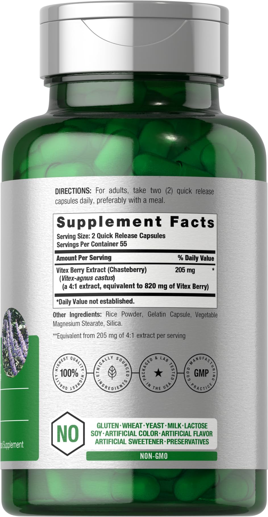 Horbäach Vitex Berry | 110 Capsules | Chasteberry Supplement for Women | Agnus-Castus Fruit | Non-GMO, Gluten Free - Image 2
