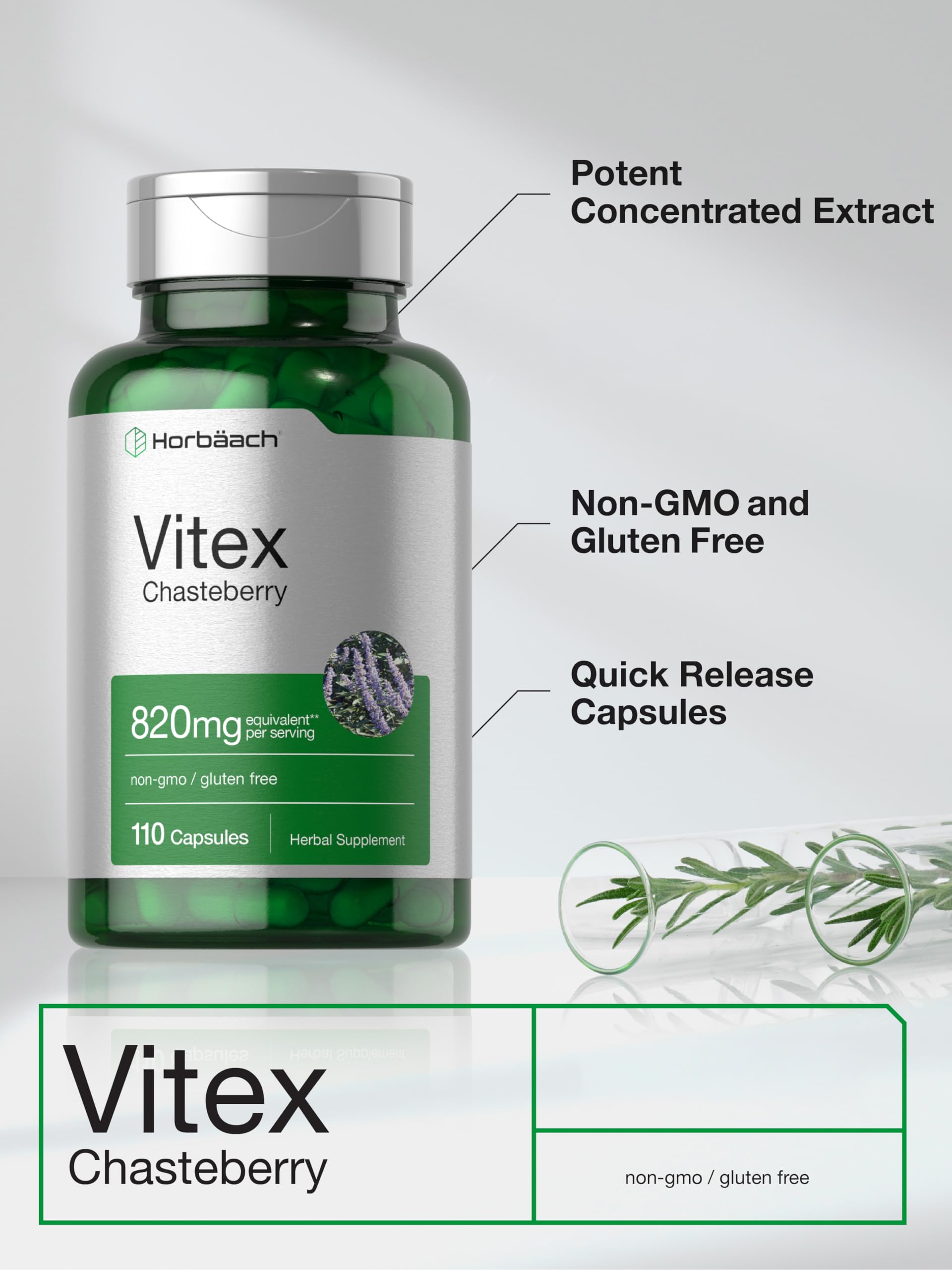 Horbäach Vitex Berry | 110 Capsules | Chasteberry Supplement for Women | Agnus-Castus Fruit | Non-GMO, Gluten Free - Image 4