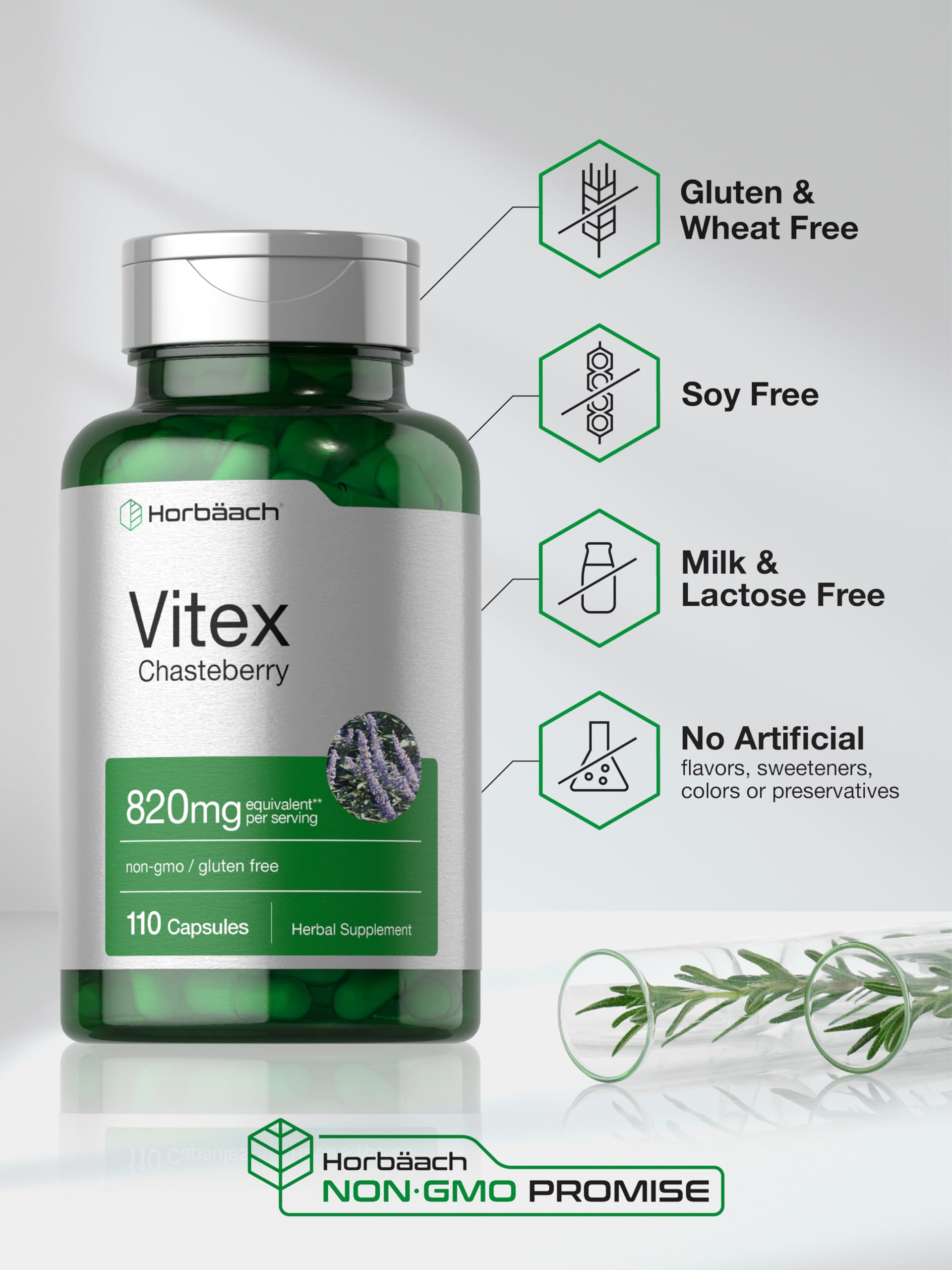 Horbäach Vitex Berry | 110 Capsules | Chasteberry Supplement for Women | Agnus-Castus Fruit | Non-GMO, Gluten Free - Image 5