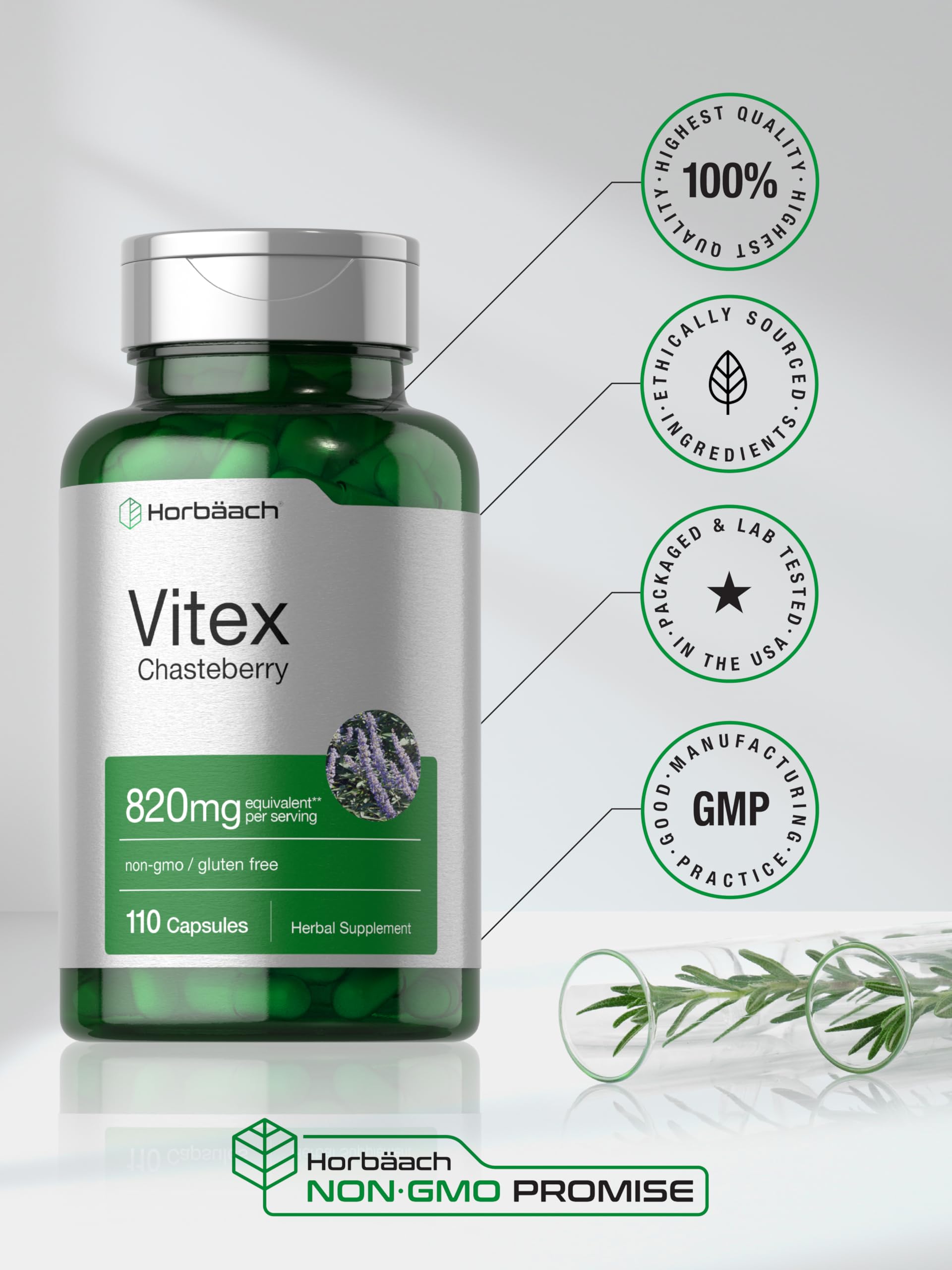 Horbäach Vitex Berry | 110 Capsules | Chasteberry Supplement for Women | Agnus-Castus Fruit | Non-GMO, Gluten Free - Image 6