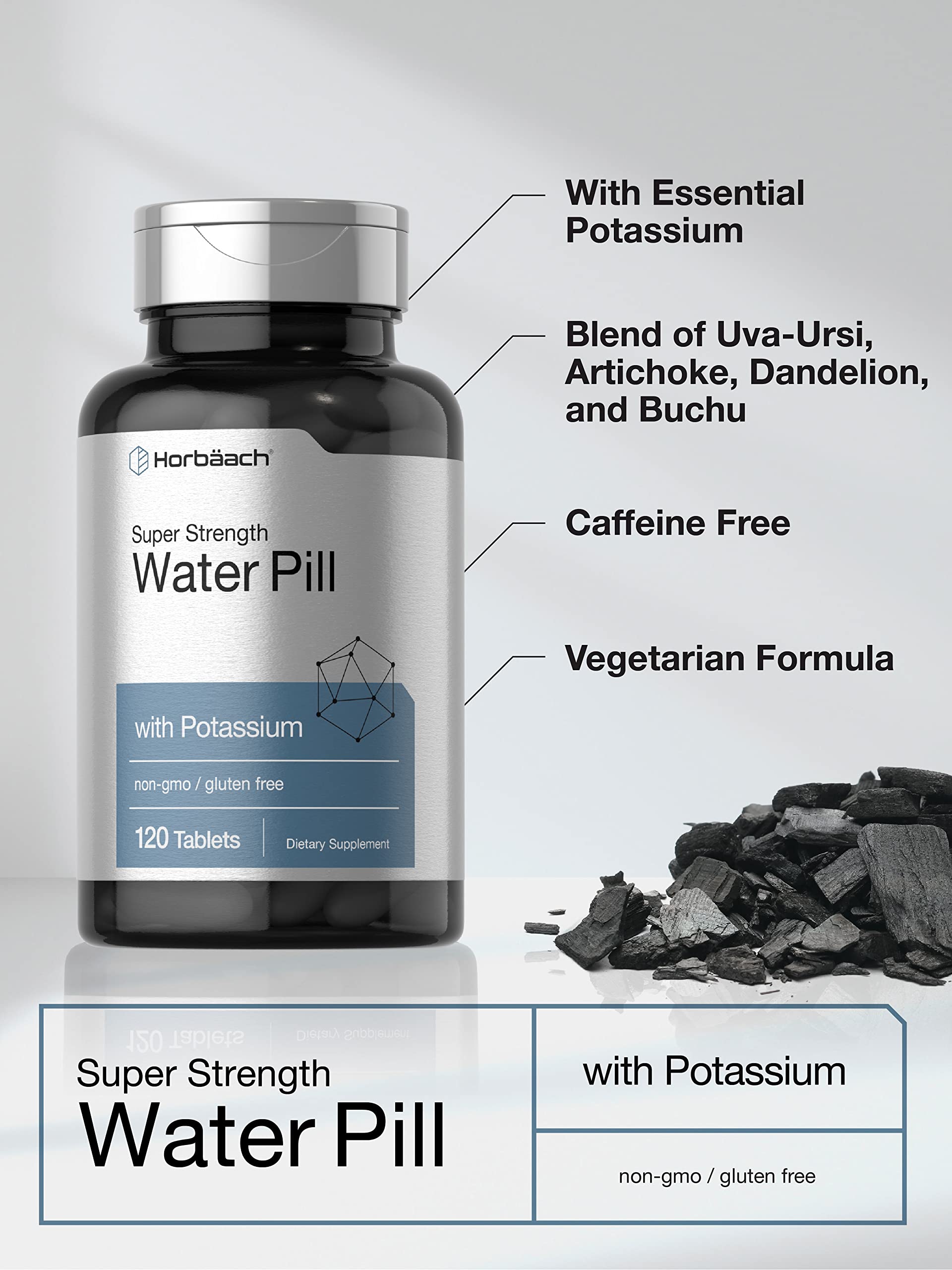 Horbäach Water Pills | Super Strength | 120 Tablets | Vegetarian, Non-GMO & Gluten Free Supplement - Image 3