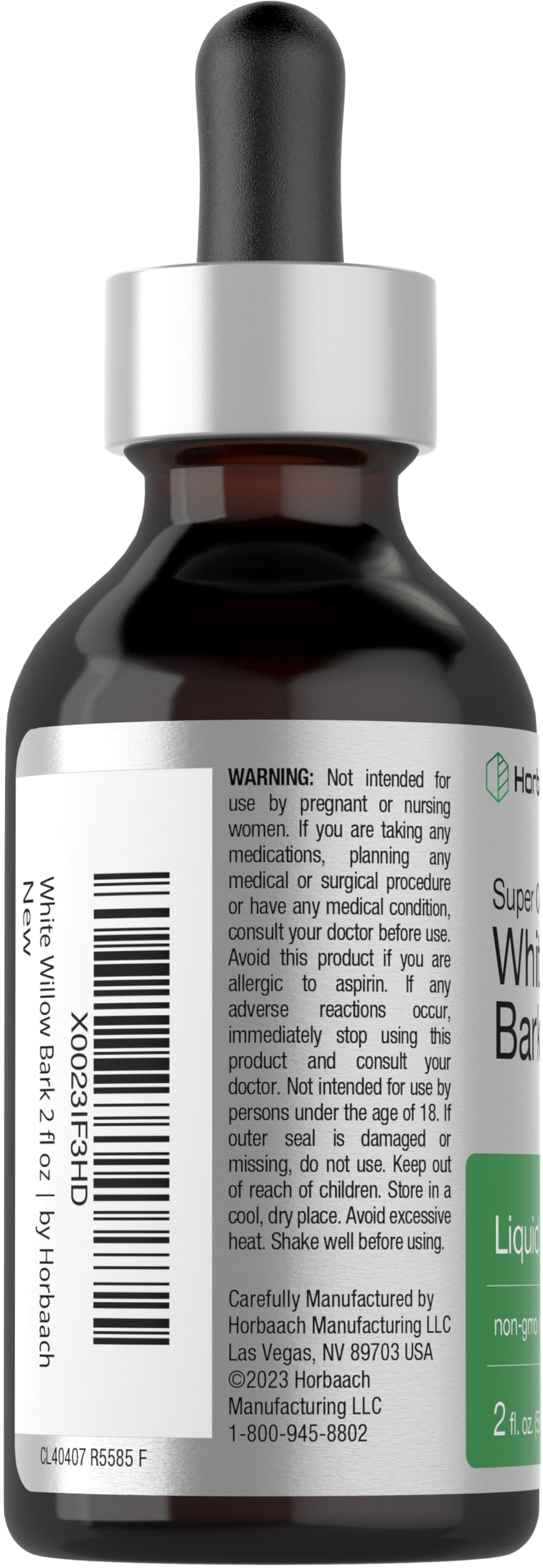 Horbäach White Willow Bark Extract Tincture | 2 Fl oz | Alcohol Free Liquid Supplement | Super Concentrated | Vegetarian, Non-GMO, Gluten Free - Image 3
