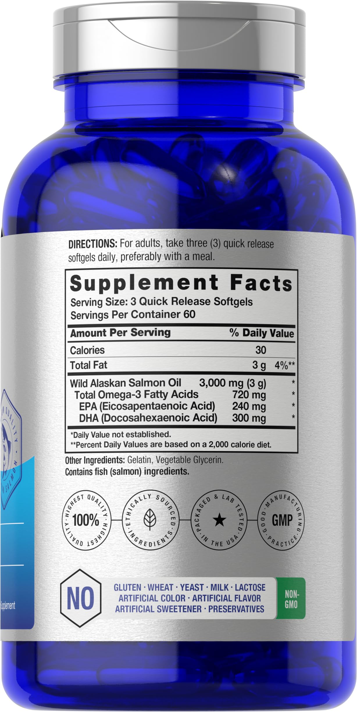 Horbäach Wild Alaskan Salmon Fish Oil | 180 Softgel Capsules | Gluten Free, Non-GMO | High Potency | Excellent Source of Omega-3 Fatty Acids EPA and DHA - Image 2