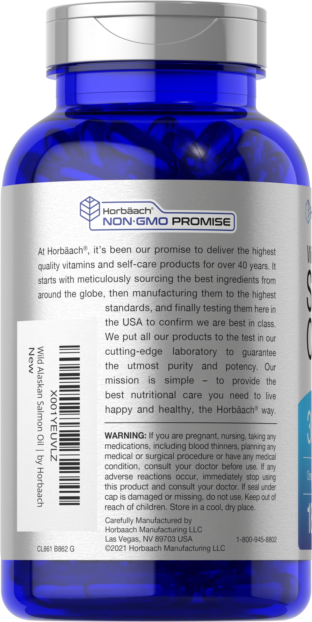 Horbäach Wild Alaskan Salmon Fish Oil | 180 Softgel Capsules | Gluten Free, Non-GMO | High Potency | Excellent Source of Omega-3 Fatty Acids EPA and DHA - Image 3