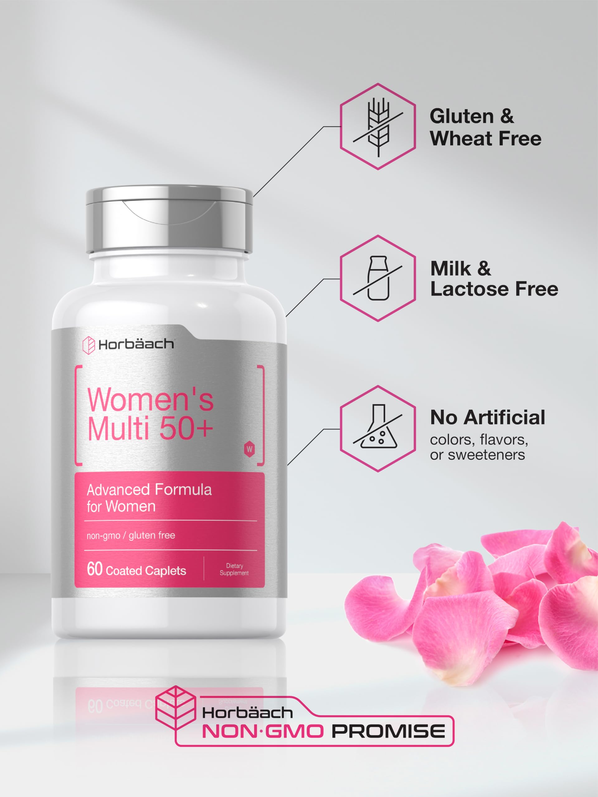 Horbäach Women's Multivitamin 50 Plus | 60 Coated Caplets | Advanced Vitamin Formula | Non-GMO & Gluten Free Supplement - Image 5