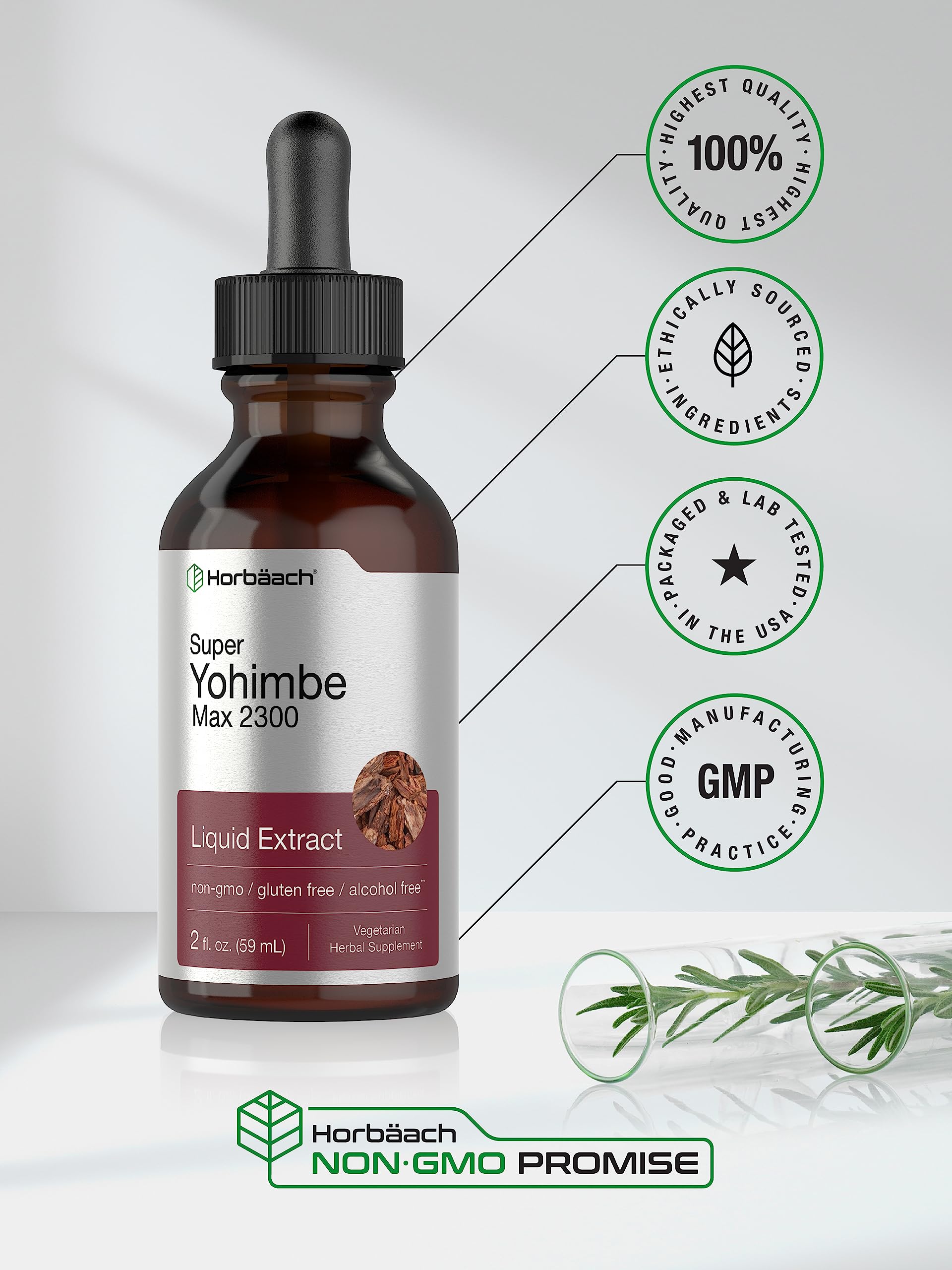 Horbäach Yohimbe Bark Liquid Extract | 2 Fl Oz | Supplement for Men and Women | Alcohol Free Tincture Drops | Vegetarian, Non-GMO, and Gluten Free - Image 5