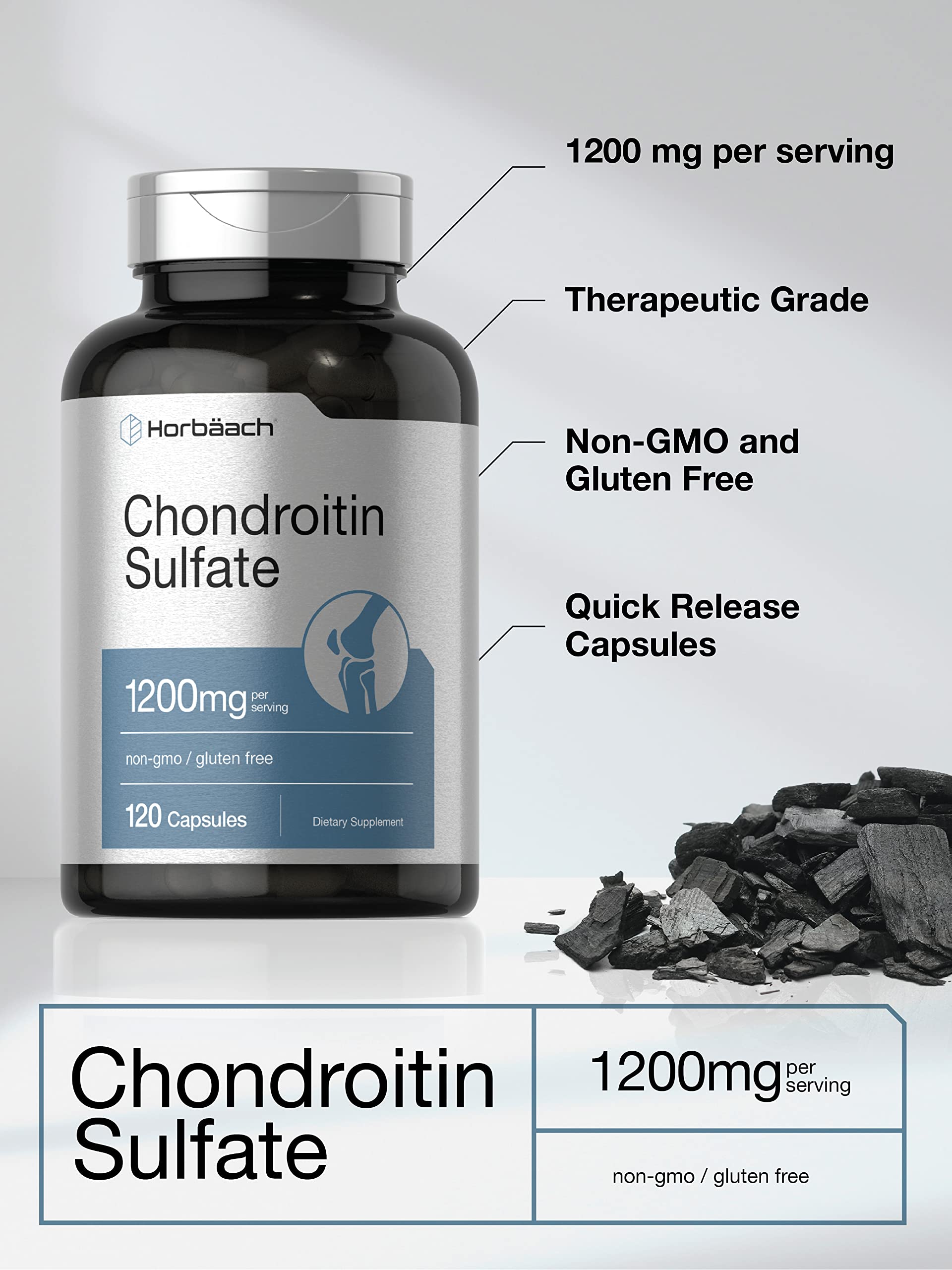 Horbaäch Chondroitin Sulfate 1200mg | 120 Capsules | Non-GMO & Gluten Free Supplement - Image 3