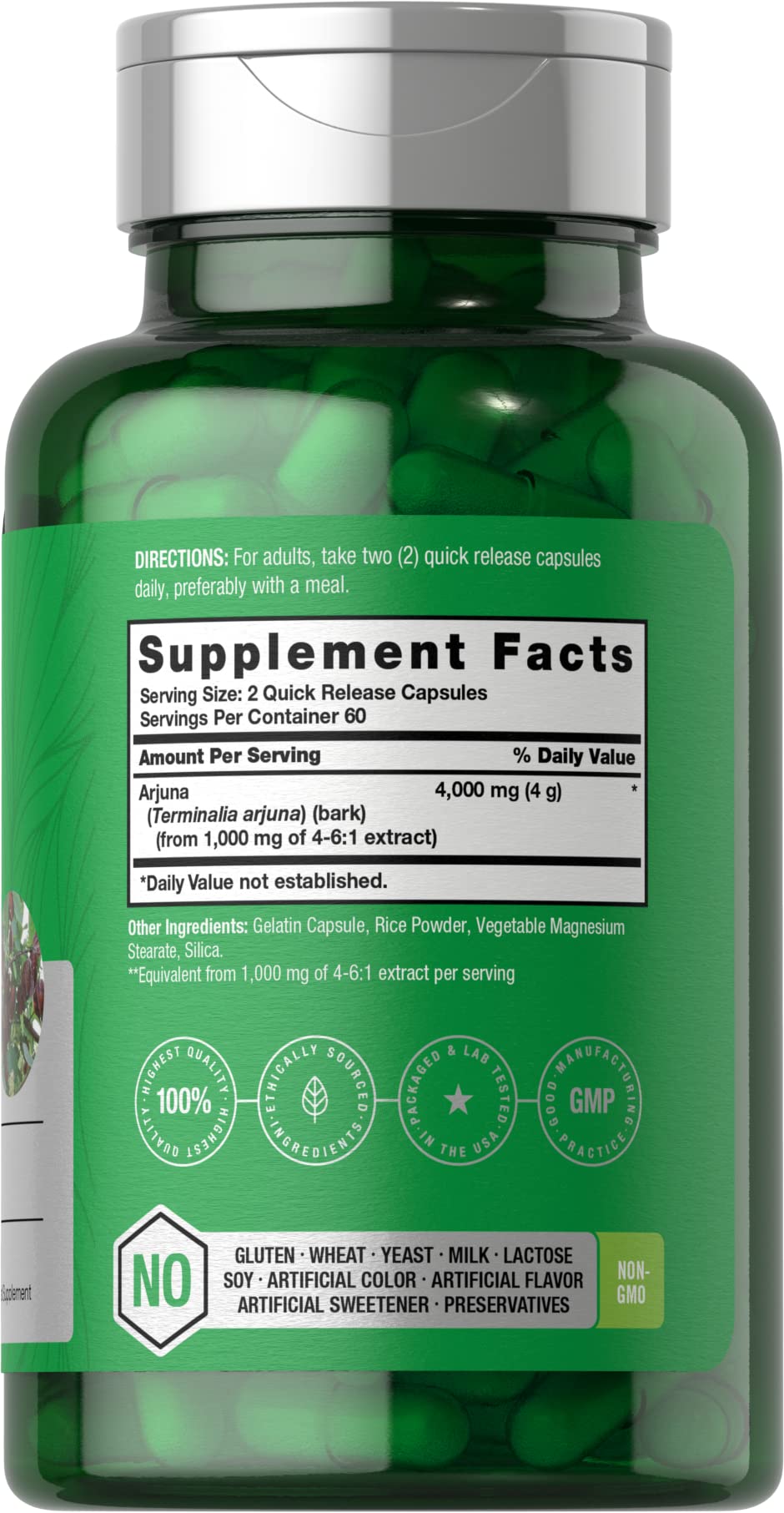Horbaach Arjuna Capsules | 120 Count | Non-GMO, Gluten Free Supplement | from Arjuna Bark Herb Extract - Image 2