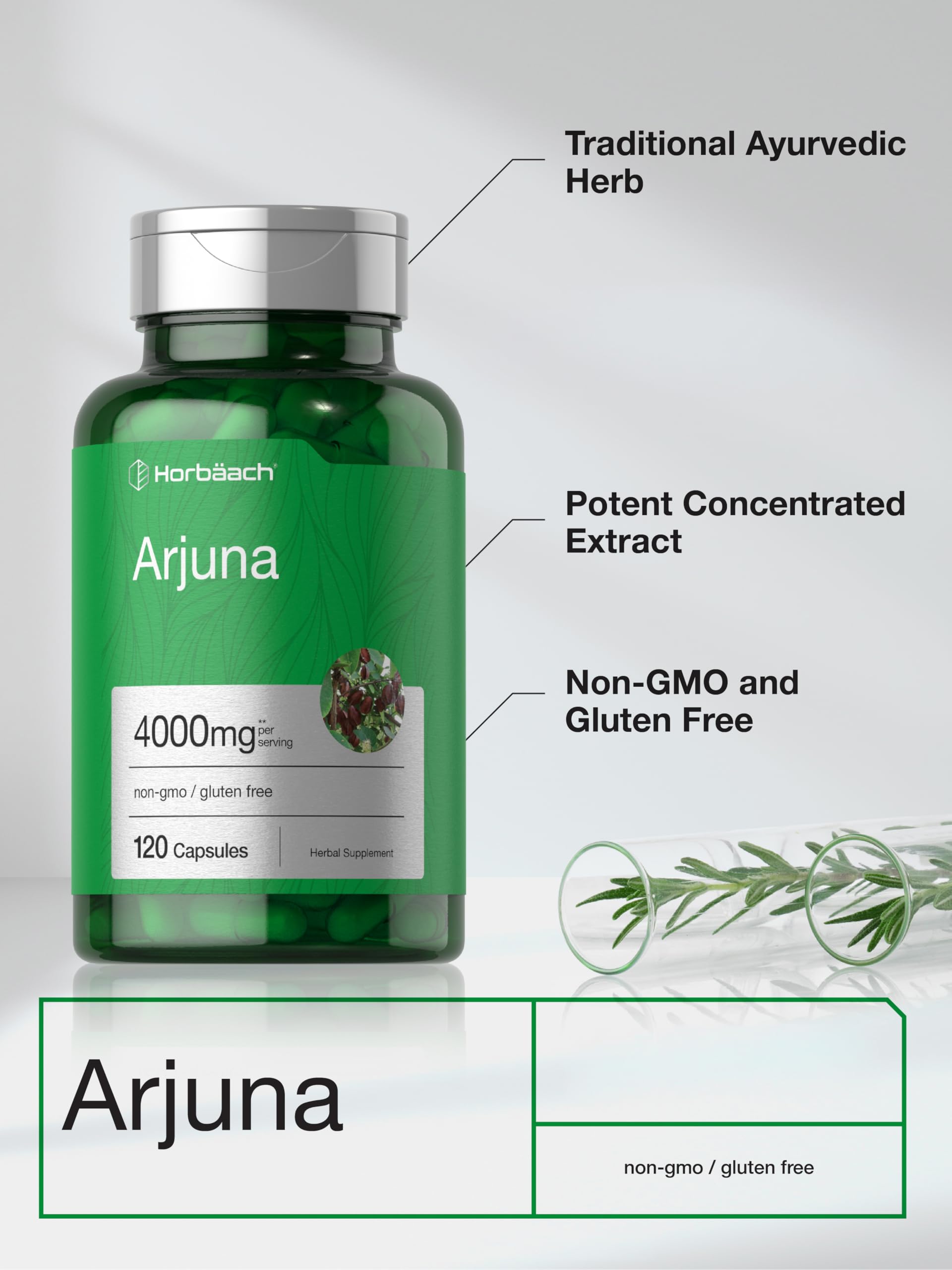 Horbaach Arjuna Capsules | 120 Count | Non-GMO, Gluten Free Supplement | from Arjuna Bark Herb Extract - Image 3