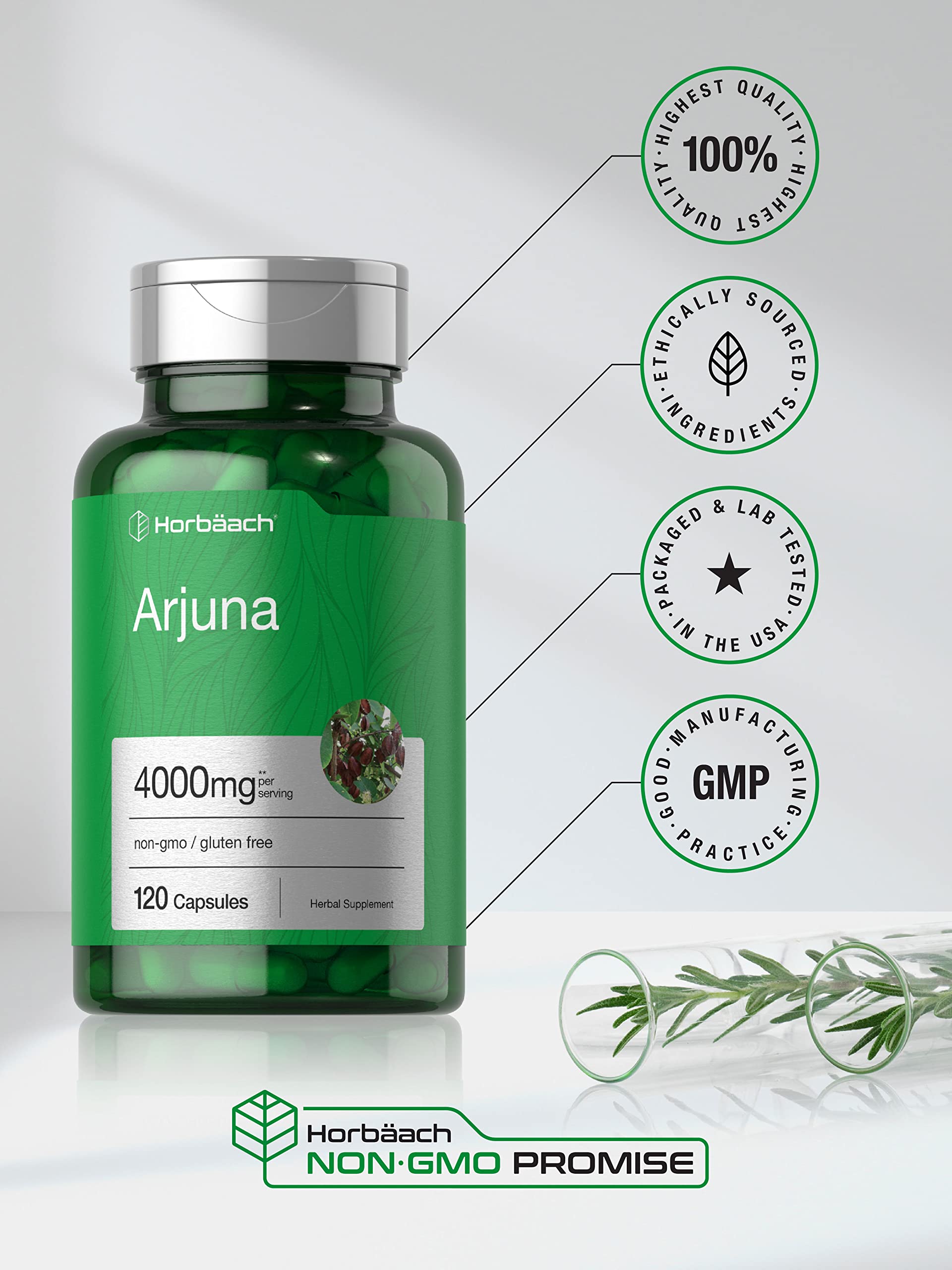 Horbaach Arjuna Capsules | 120 Count | Non-GMO, Gluten Free Supplement | from Arjuna Bark Herb Extract - Image 5