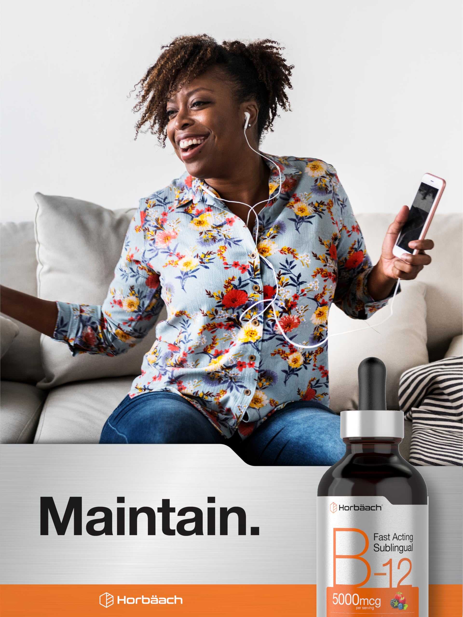 Horbaach B12 Vitamin 5000 mcg Sublingual | 4 Fl Oz | as Methylcobalamin and Cyanocobalamin | Liquid Vegetarian Drops | Berry Flavor | Non-GMO & Gluten Free Supplement - Image 7
