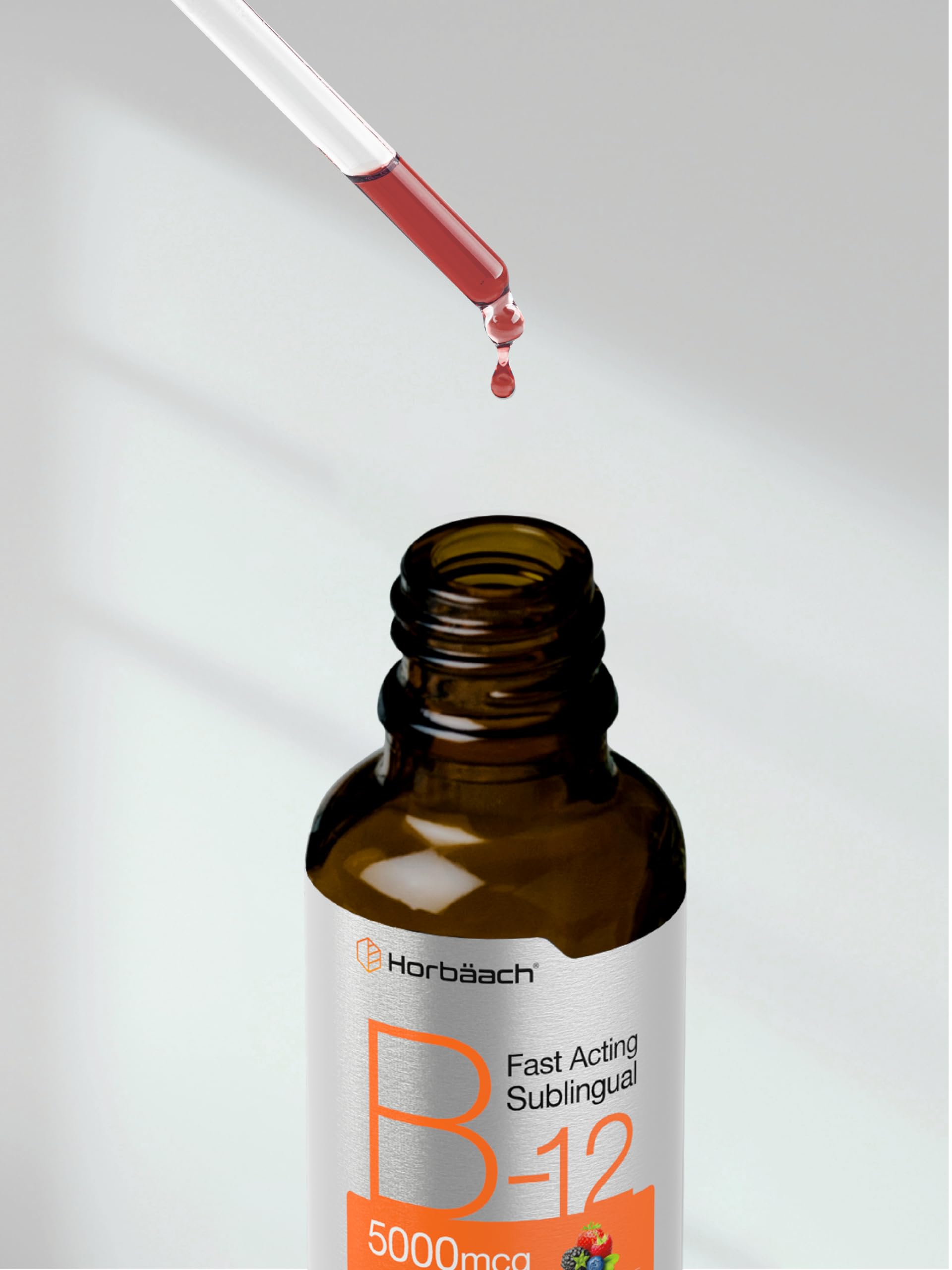 Horbaach B12 Vitamin 5000 mcg Sublingual | 4 Fl Oz | as Methylcobalamin and Cyanocobalamin | Liquid Vegetarian Drops | Berry Flavor | Non-GMO & Gluten Free Supplement - Image 8