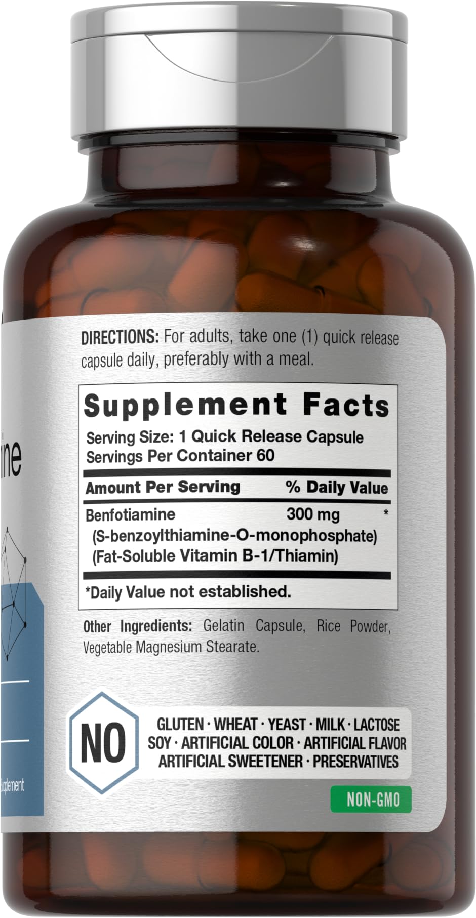 Horbaach Benfotiamine 300mg | 60 Capsules | Vitamin B1 Thiamine | Non-GMO & Gluten Free Supplement - Image 2
