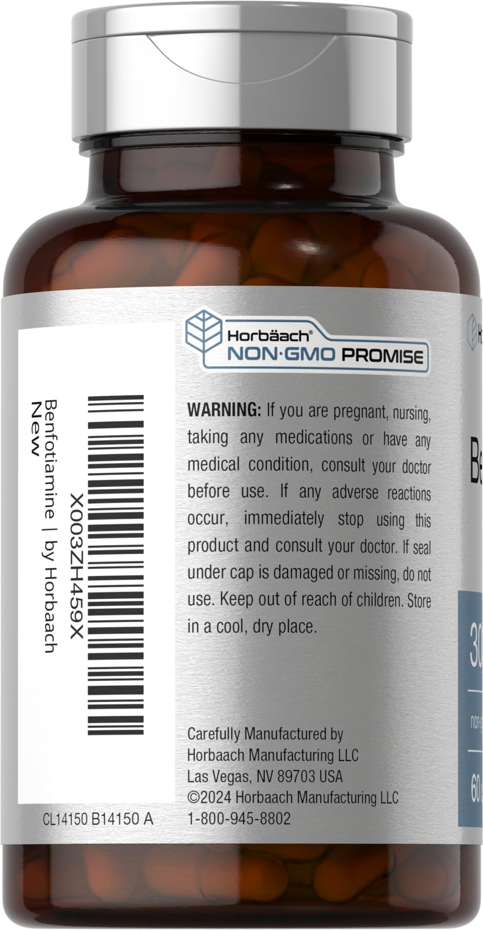 Horbaach Benfotiamine 300mg | 60 Capsules | Vitamin B1 Thiamine | Non-GMO & Gluten Free Supplement - Image 3