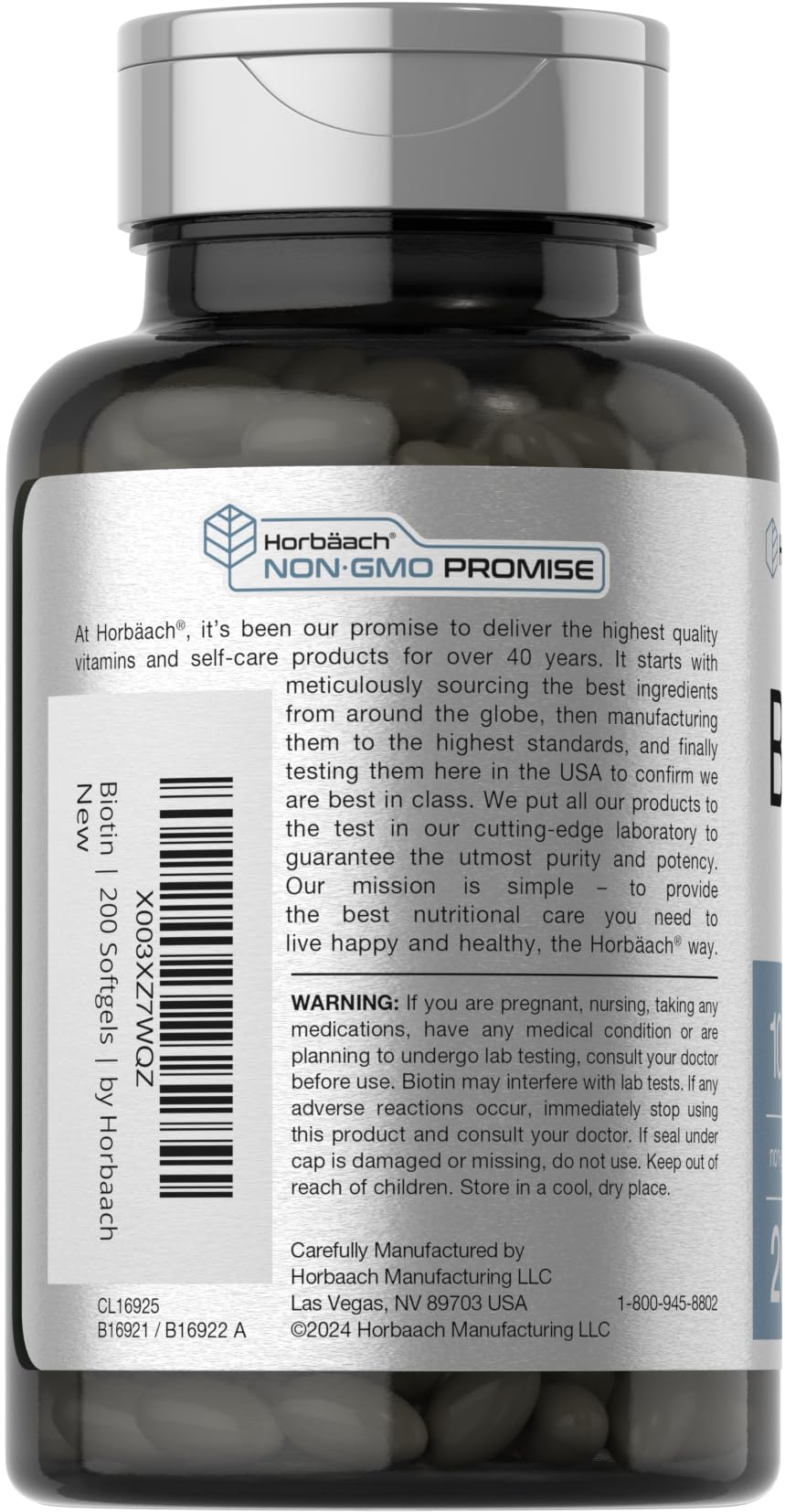 Horbaach Biotin 10000 mcg | 200 Softgels with Vitamin B7 | Beauty Formula Supplement | Non-GMO & Gluten Free - Image 3