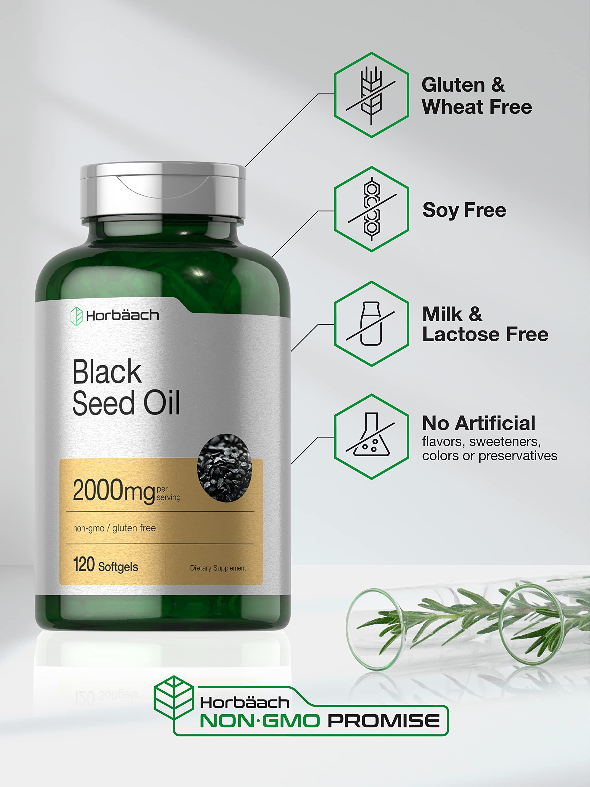 Horbaach Black Seed Oil Cold Pressed Softgel Capsules | 2000mg | 120 Count | Supplement with Omega 6 and 9 | Nigella Sativa | Non-GMO and Gluten Free - Image 4