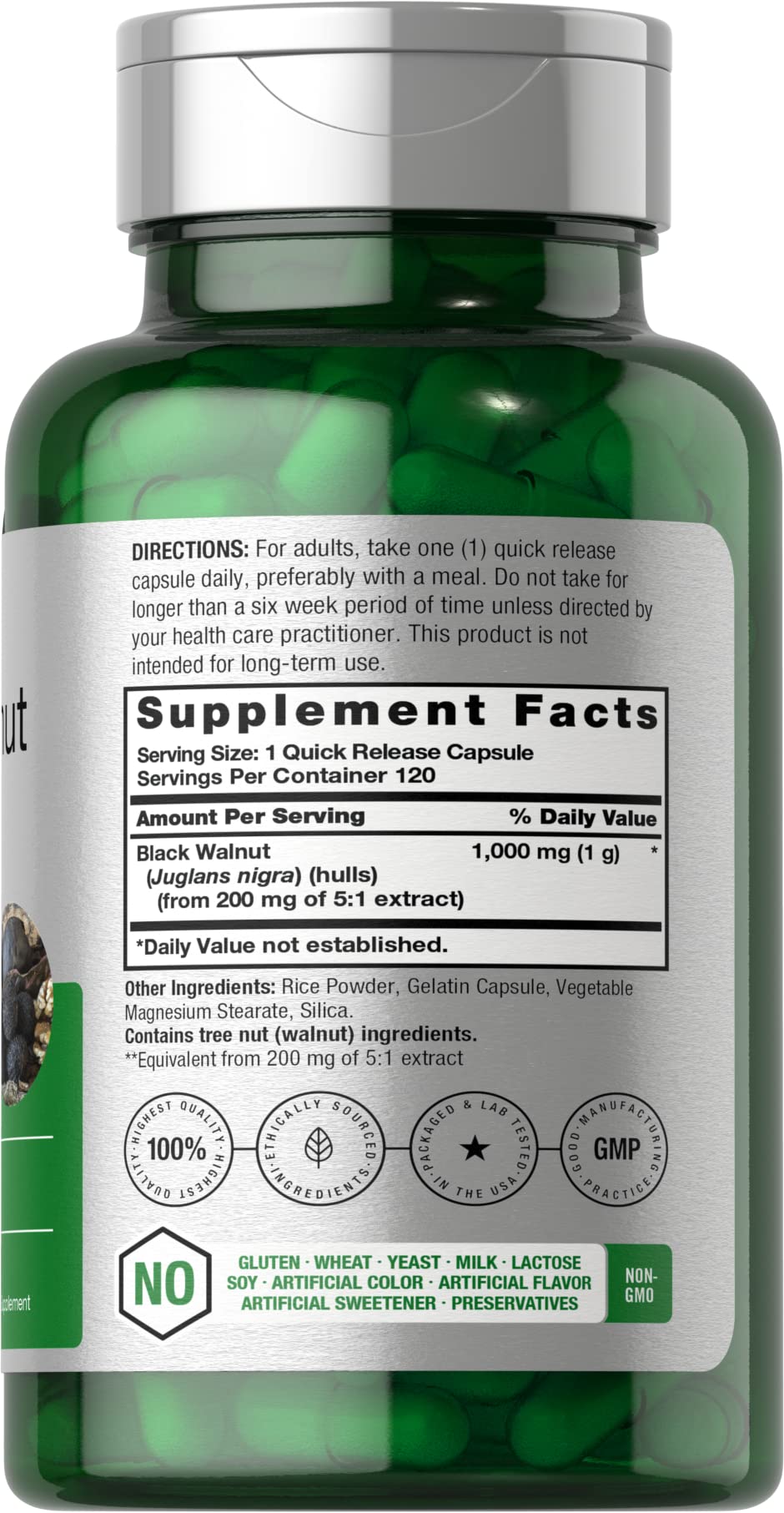 Horbaach Black Walnut Hulls Capsules | 120 Count | Herbal Supplement | Non-GMO & Gluten Free - Image 2
