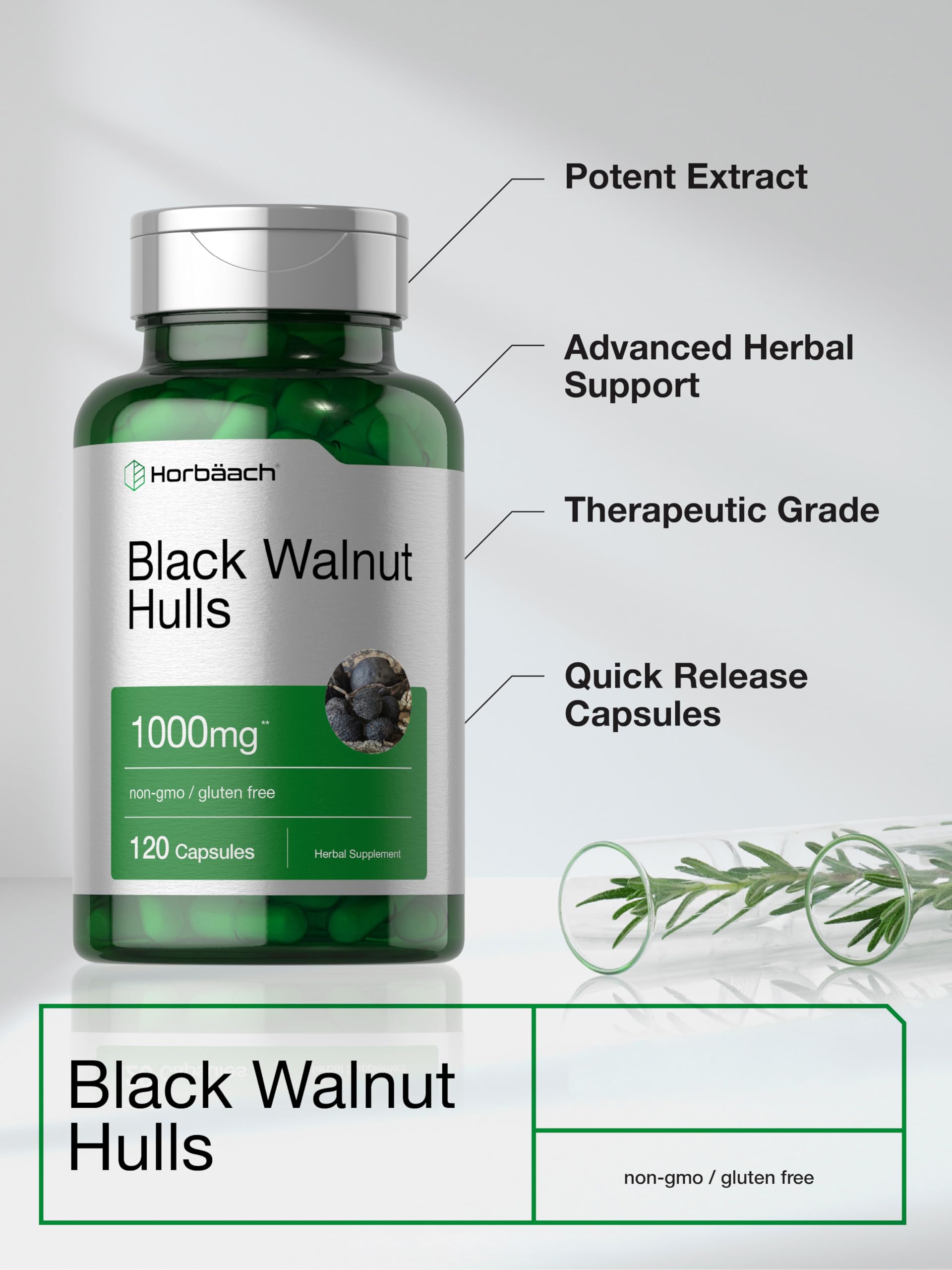 Horbaach Black Walnut Hulls Capsules | 120 Count | Herbal Supplement | Non-GMO & Gluten Free - Image 3