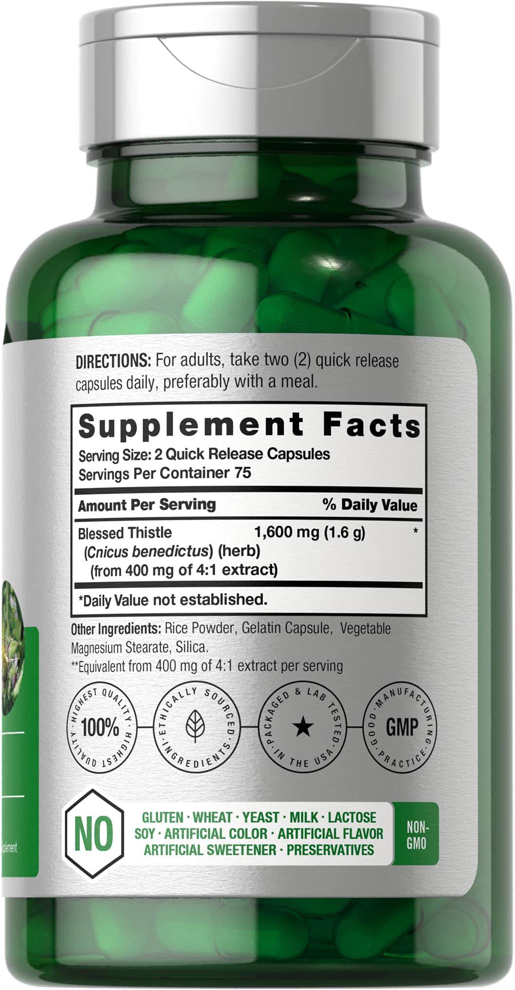 Horbaach Blessed Thistle Capsules | 150 Count | Max Potency | Non-GMO, Gluten Free Herb Supplement - Image 2