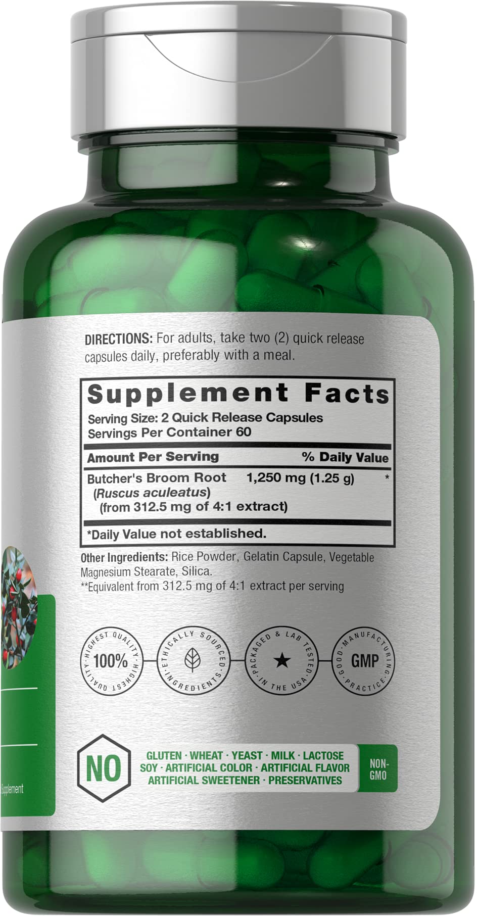 Horbaach Butchers Broom Capsules | 120 Count | Non-GMO, Gluten Free | Traditional Herb Root Extract Supplement - Image 2