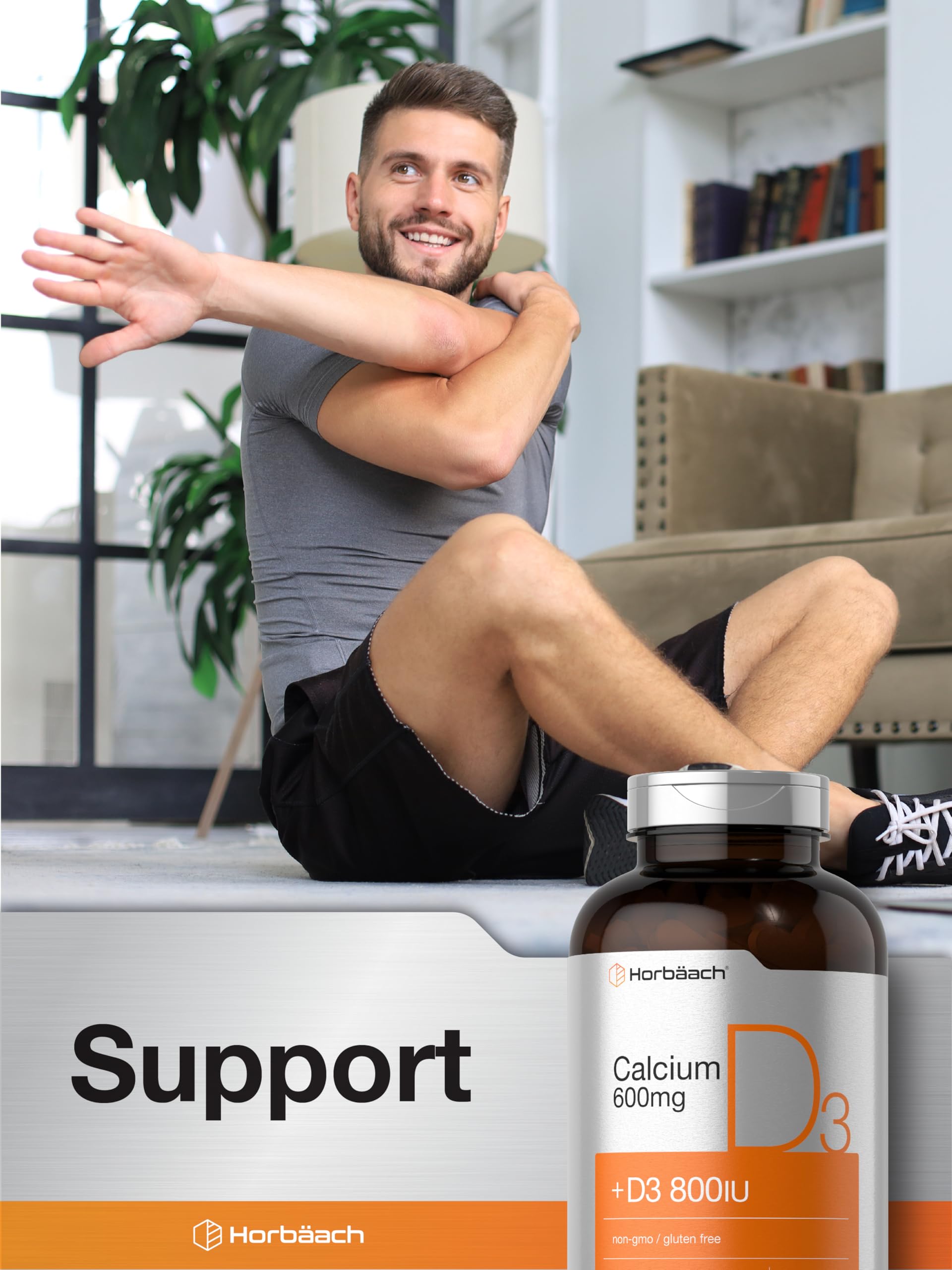 Horbaach Calcium 600 mg with Vitamin D3 | 500 Coated Caplets | for Women and Men | Non-GMO & Gluten Free Supplement - Image 7