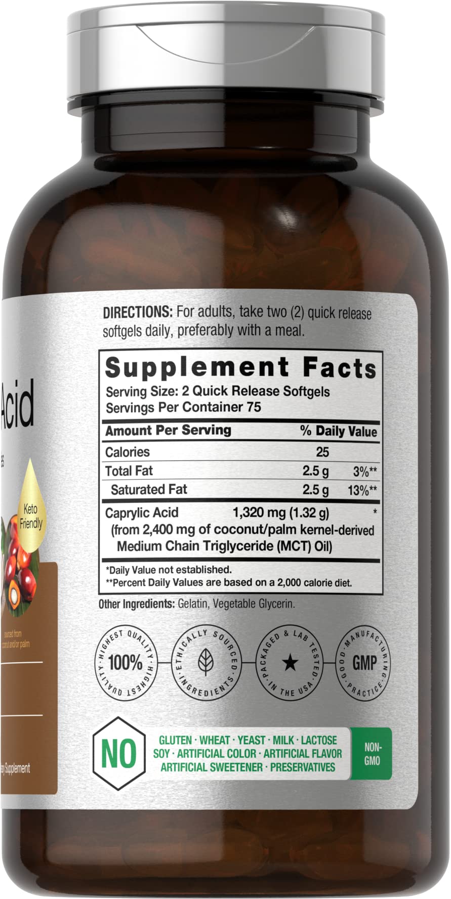 Horbaach Caprylic Acid Supplement 1320mg | 150 Softgel Capsules | from MCT Oil | Non-GMO and Gluten Free - Image 2