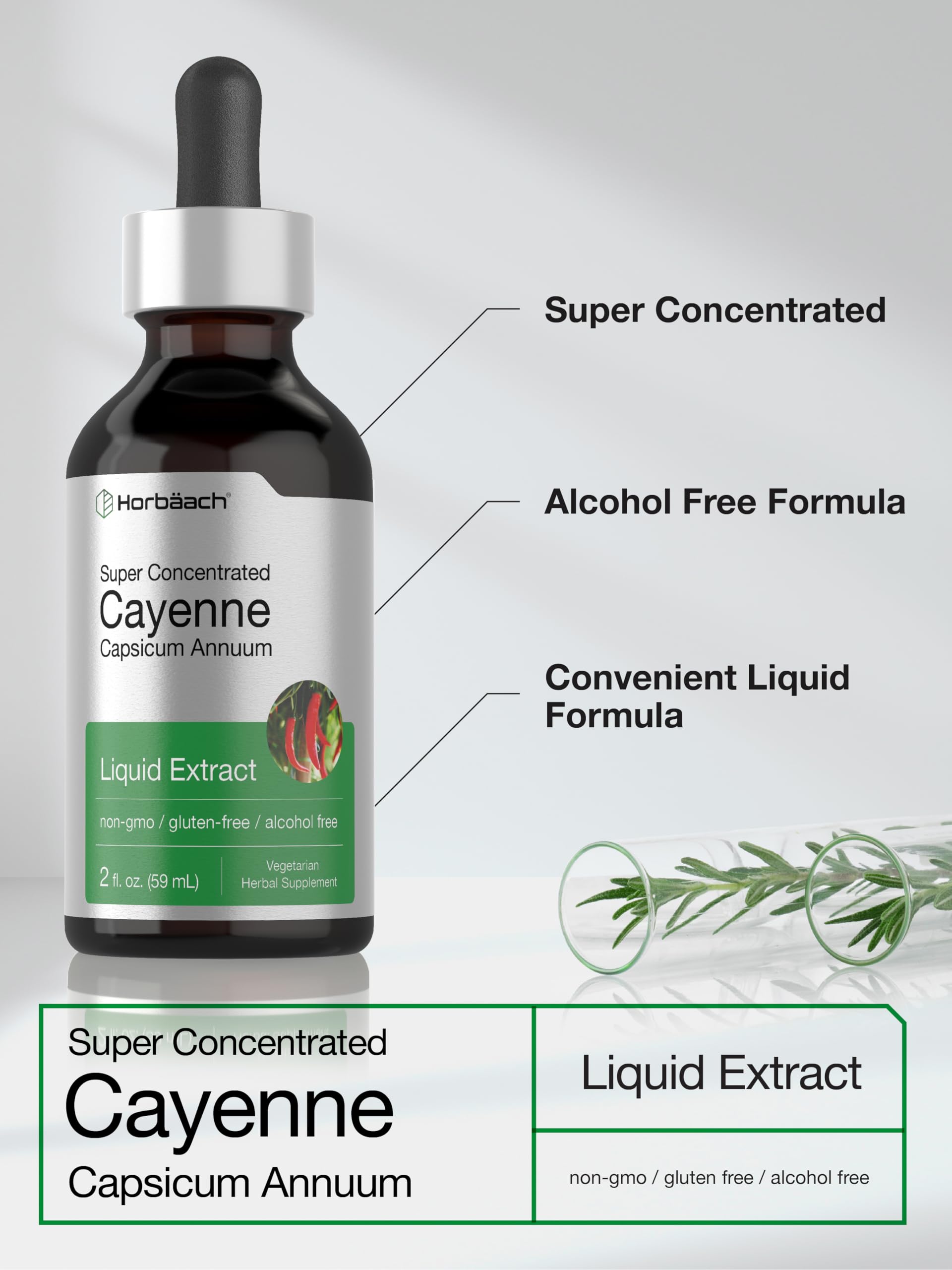 Horbaach Cayenne Pepper Drops | 2 fl oz | Liquid Extract | Alcohol Free Tincture | Vegetarian, Non-GMO & Gluten Free Supplement - Image 4