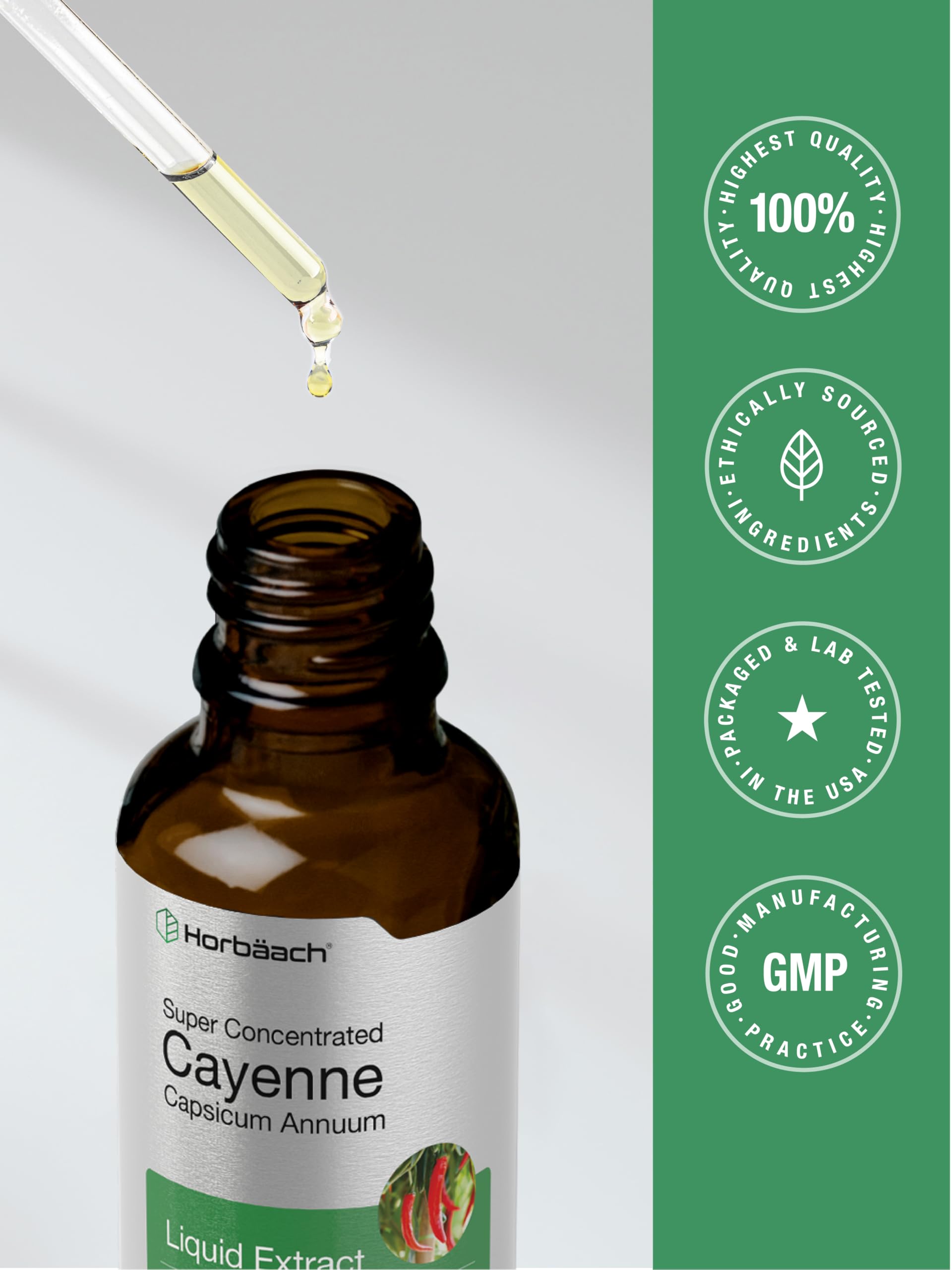 Horbaach Cayenne Pepper Drops | 2 fl oz | Liquid Extract | Alcohol Free Tincture | Vegetarian, Non-GMO & Gluten Free Supplement - Image 7