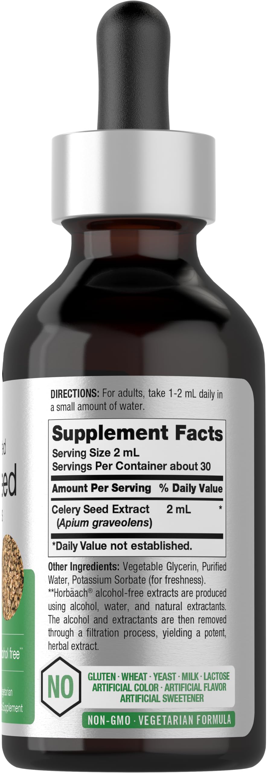 Horbaach Celery Seed Liquid Extract | 2 fl oz | Alcohol Free Tincture | Apium Graveolens | Vegetarian, Non GMO & Gluten Free Supplement - Image 2